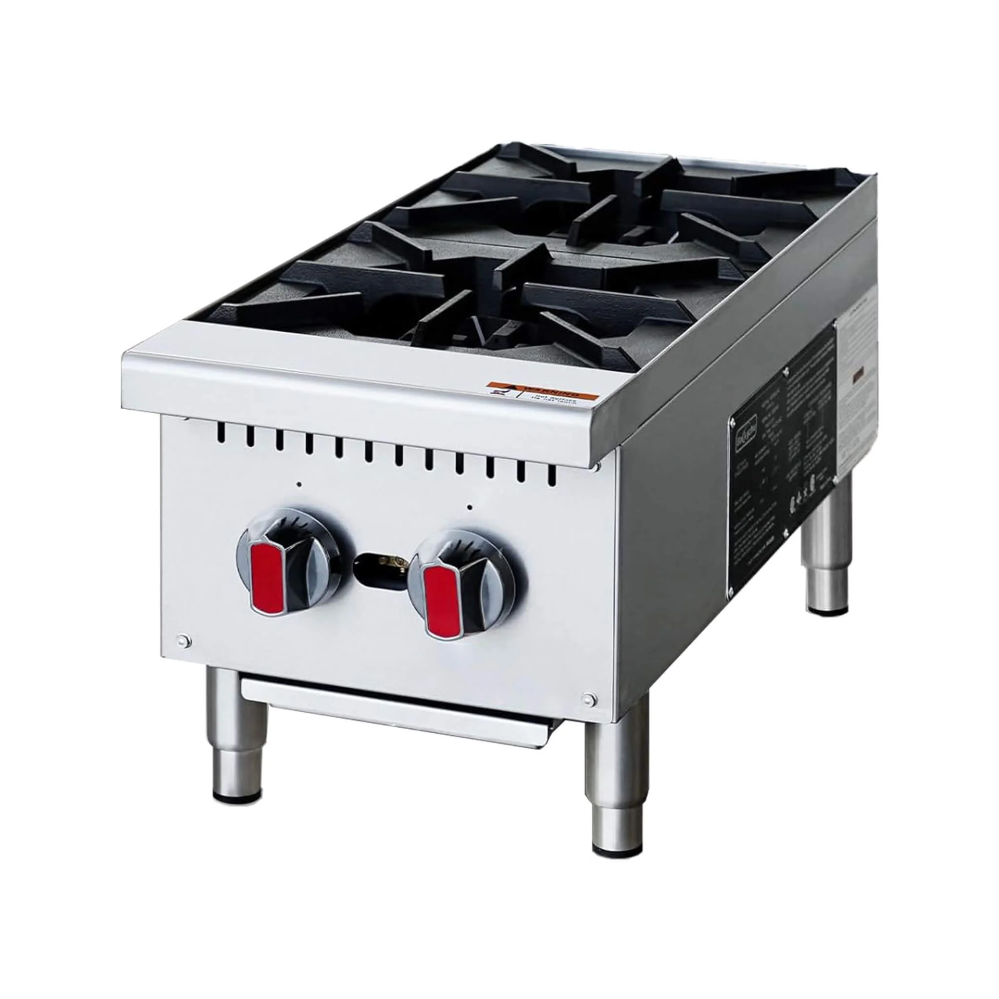 Heavy-Duty Stainless Steel Commercial 2-Burner 50K BTU Countertop Gas Stove Range (SAK29475) - Image 3