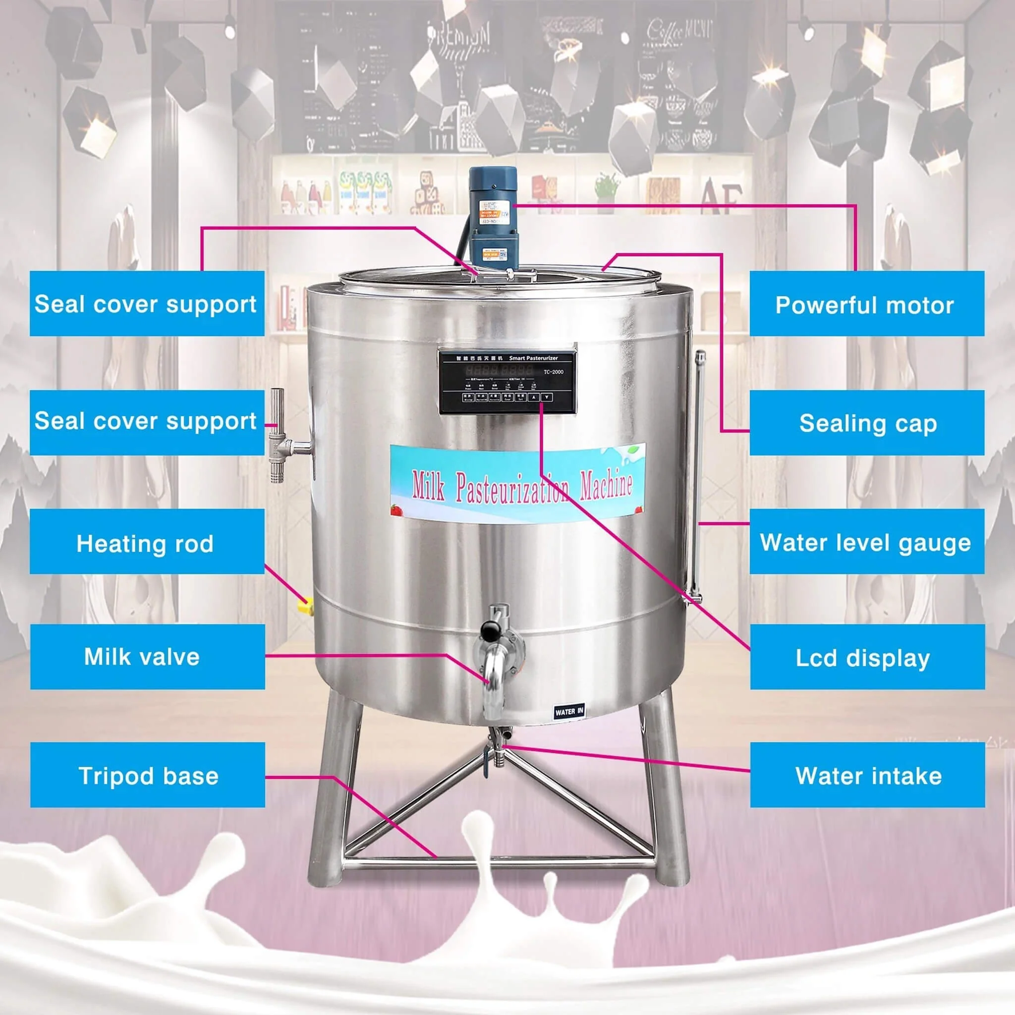 Heavy-Duty Stainless Steel Commercial Milk And Ice Cream Mix Pasteurizer Machine [Without Plug] (SAK81320) - Image 8