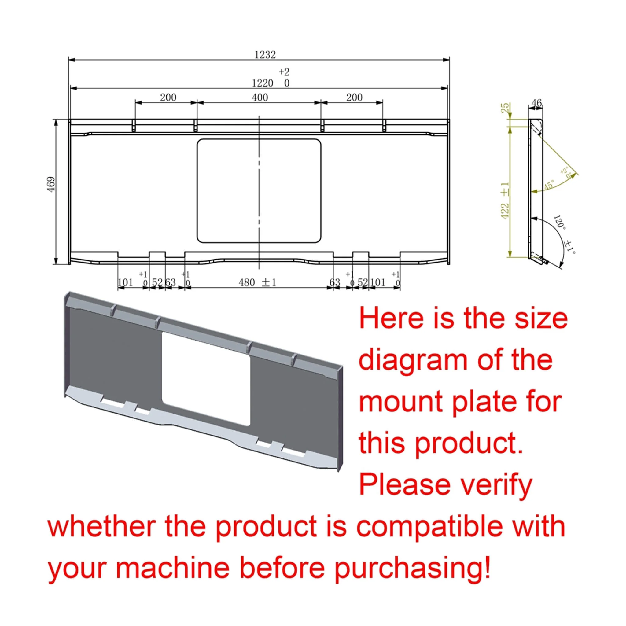 Heavy-Duty Universal Skid Steer Backhoe Digger Bucket Attachment With Universal Quick Attach Plate (SAK26714) - Image 3