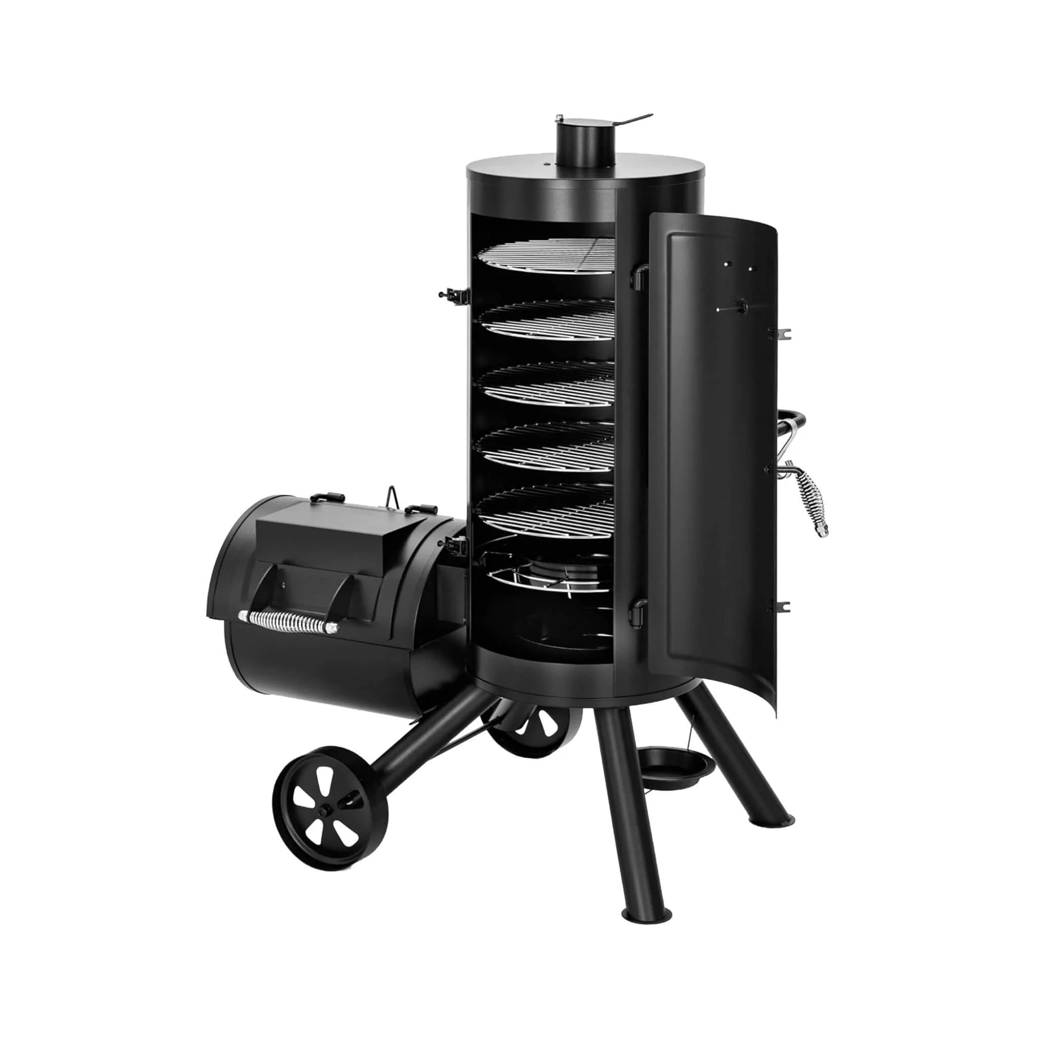 Heavy-Duty Vertical Extra-Large Charcoal Offset BBQ Smoker Grill Combo (SAK80247) - Image 3