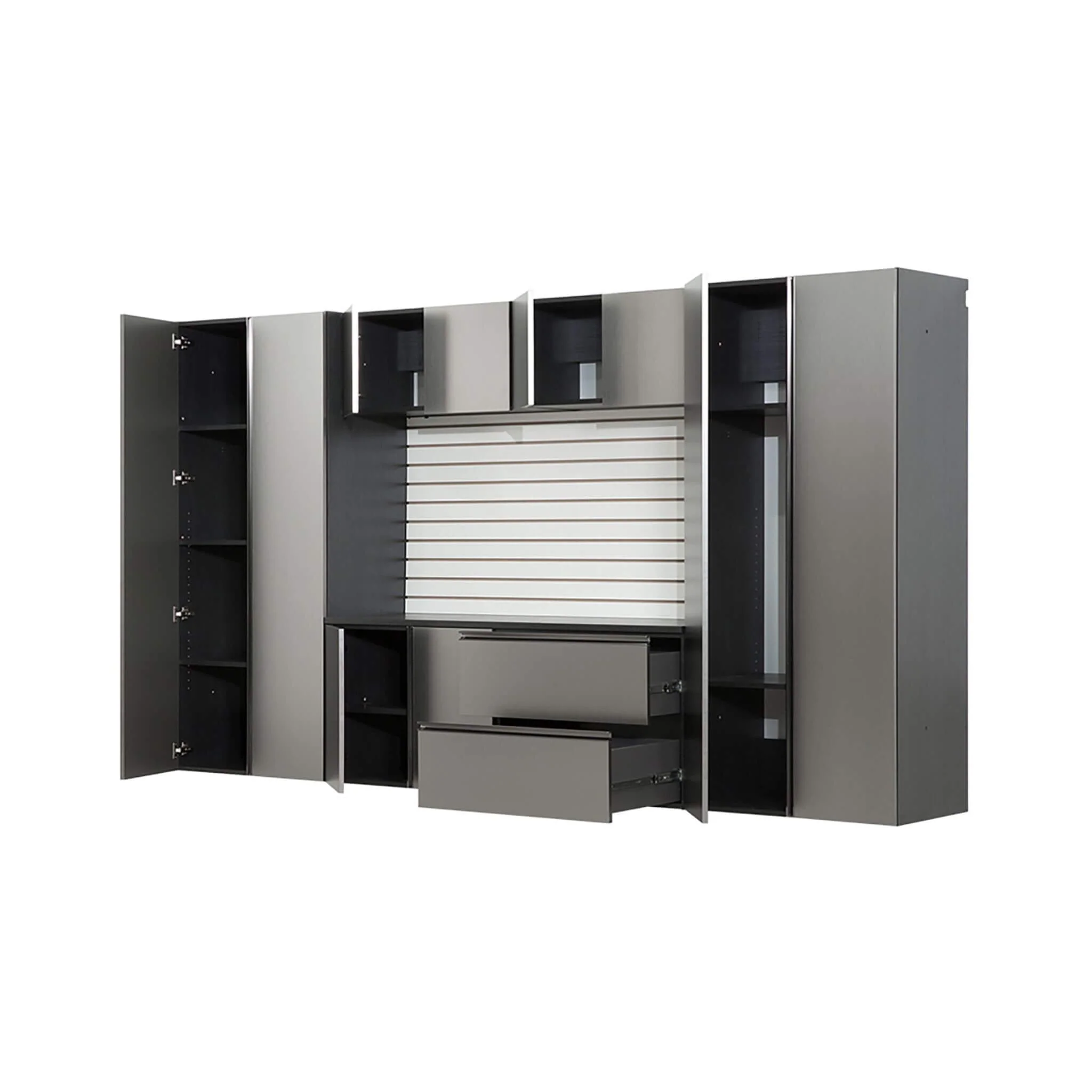 Alora Heavy-Duty Wall-Mounted Metallic Gray Garage Cabinet Set With Soft Closing Doors And Drawers (SAK24368) - Image 4