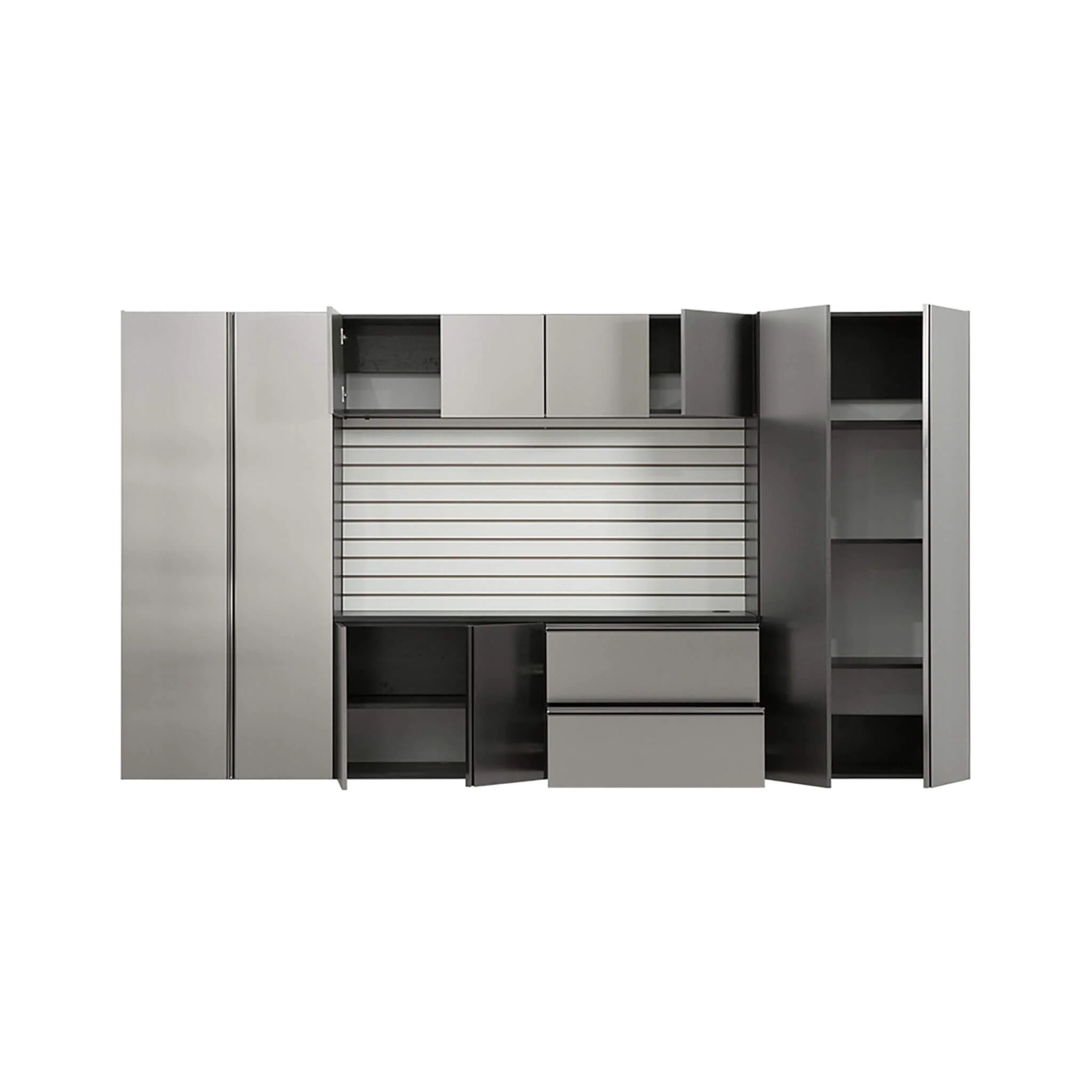 Alora Heavy-Duty Wall-Mounted Metallic Gray Garage Cabinet Set With Soft Closing Doors And Drawers (SAK24368) - Image 7