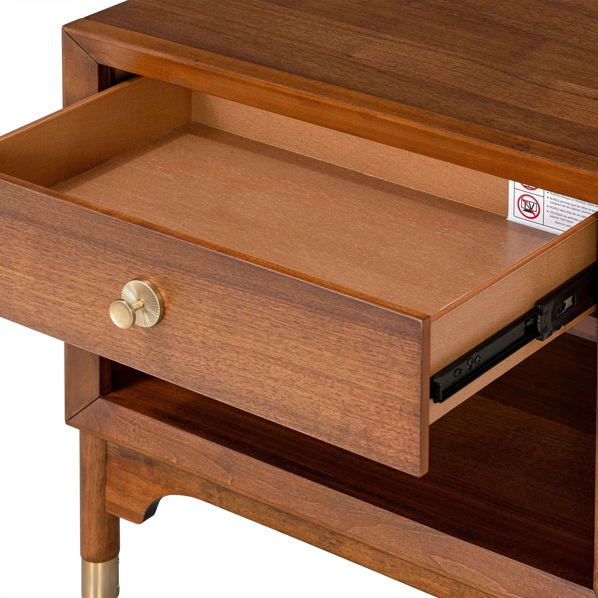 Hepburne Mid Century Walnut 1-Drawer 26 in. Nightstand with Touch Light - Image 3