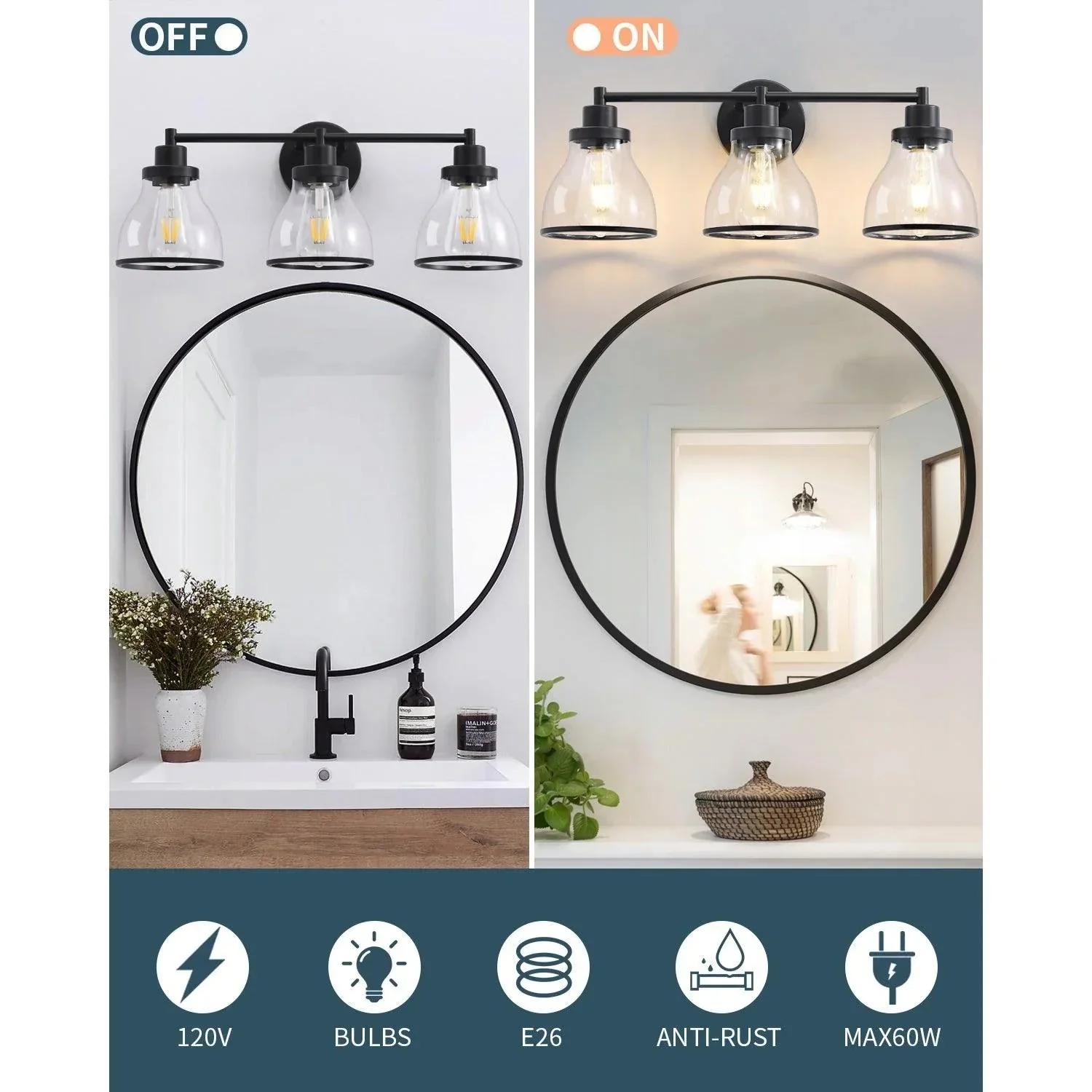 Hermosa Modern 3-Light Bathroom Vanity Light - Image 17