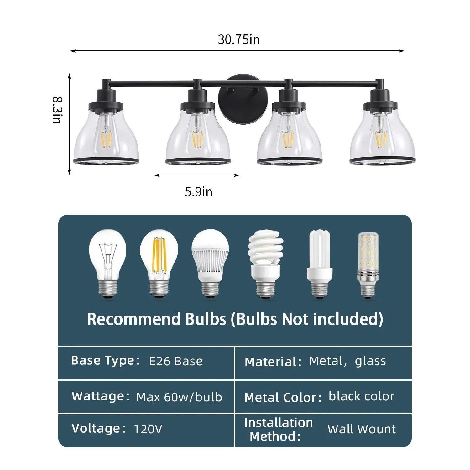 Hermosa Modern 4-Light Bathroom Vanity Light - Image 25