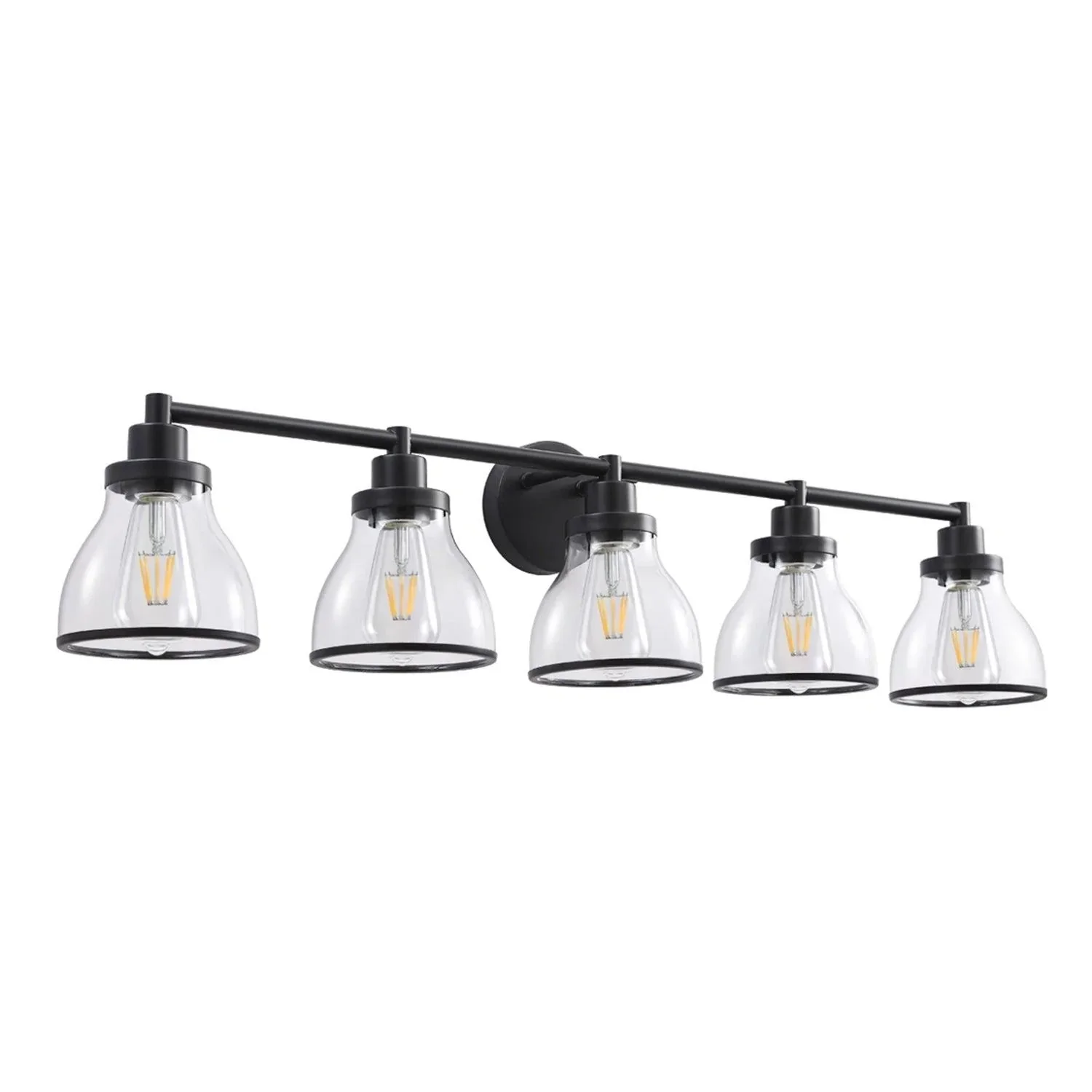Hermosa Modern Polished Nickel & Black 5-Light Bathroom Vanity Light - Image 10