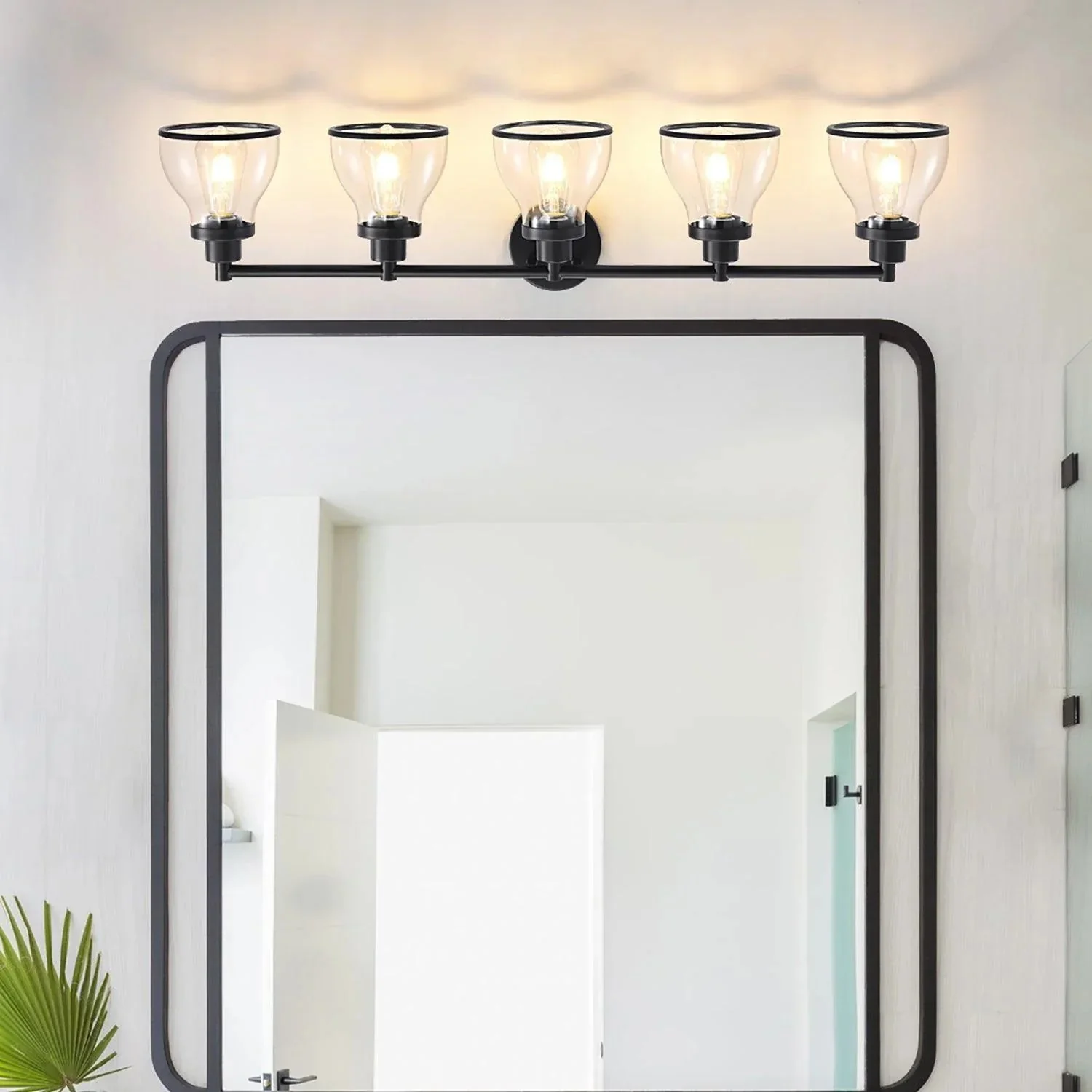Hermosa Modern Polished Nickel & Black 5-Light Bathroom Vanity Light - Image 14