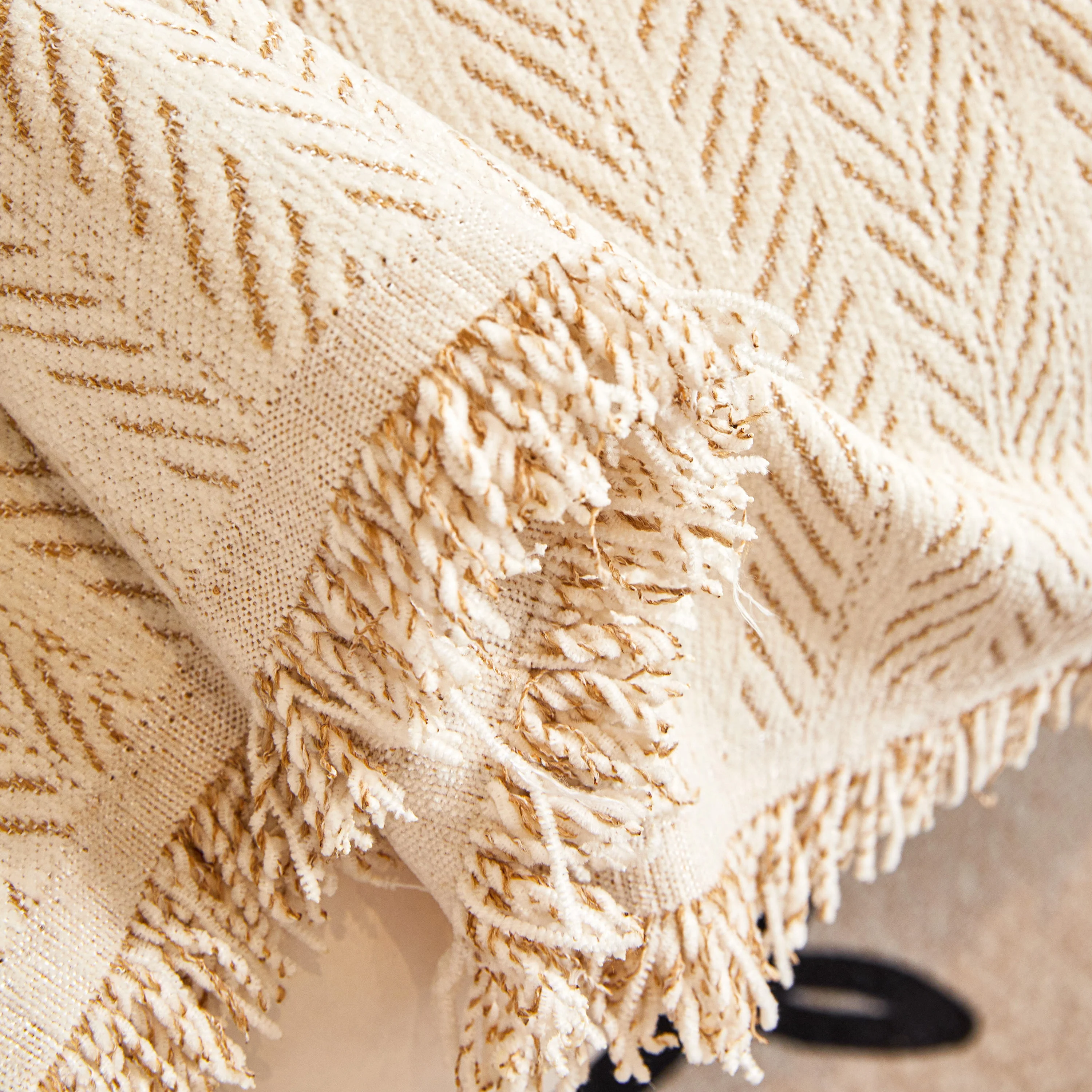 Herringbone Chenille Couch Cover Blanket Soft Durable Throw Sofa Protector with Tassel - Image 10