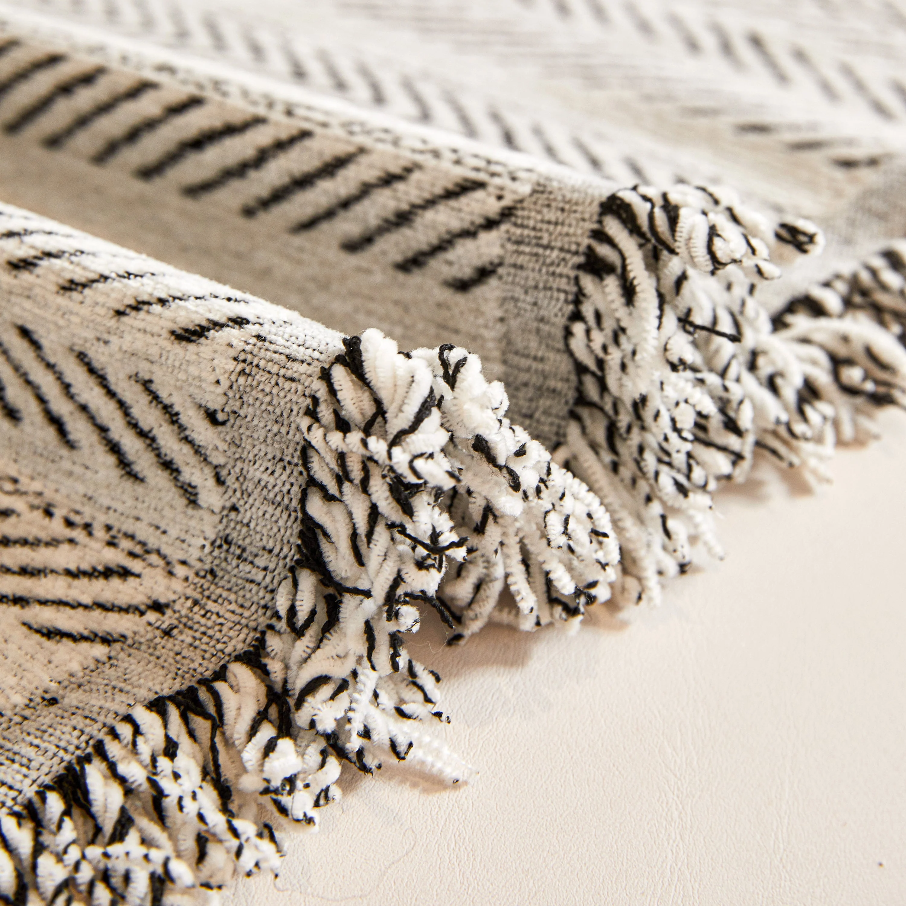 Herringbone Chenille Couch Cover Blanket Soft Durable Throw Sofa Protector with Tassel - Image 48