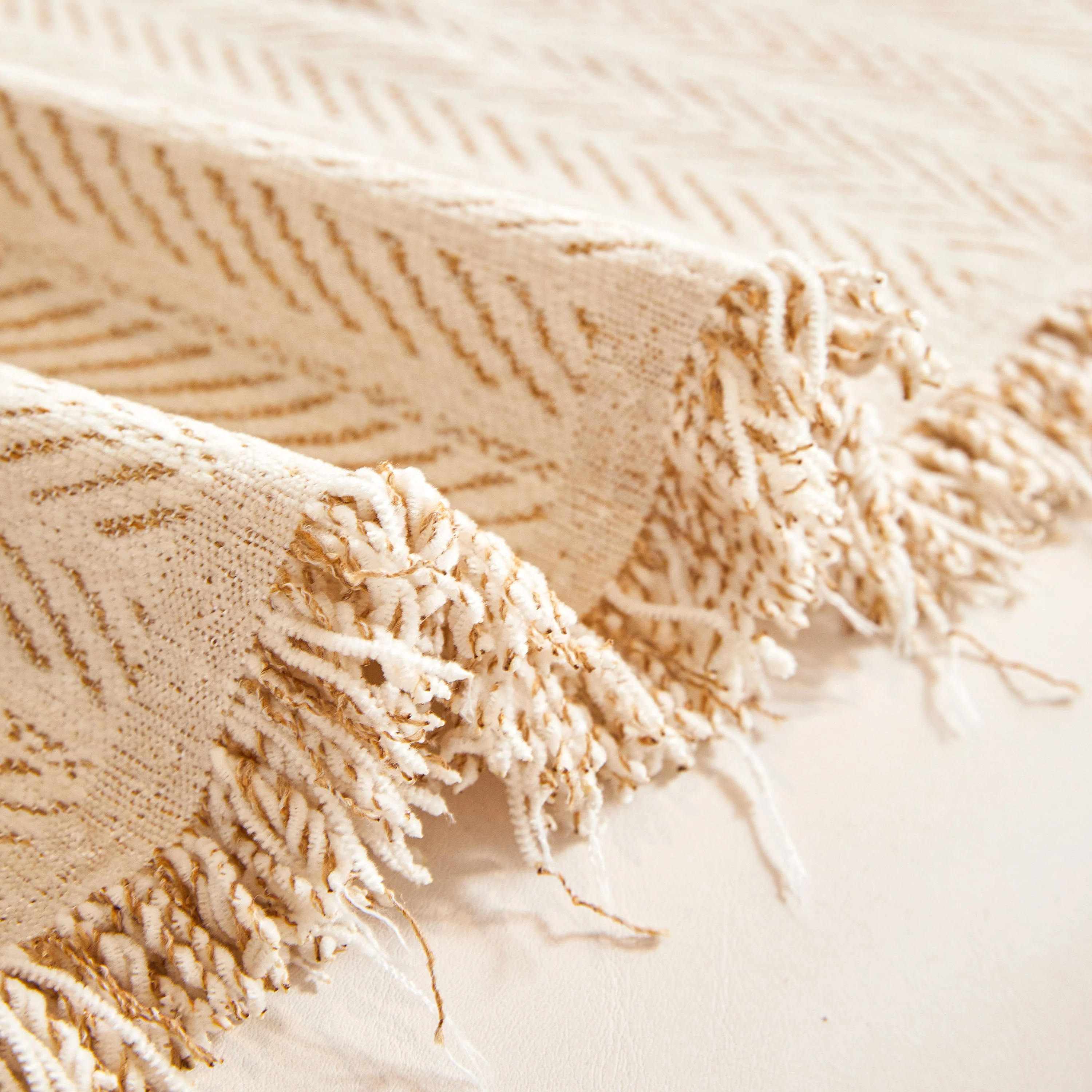 Herringbone Chenille Couch Cover Blanket Soft Durable Throw Sofa Protector with Tassel - Image 6