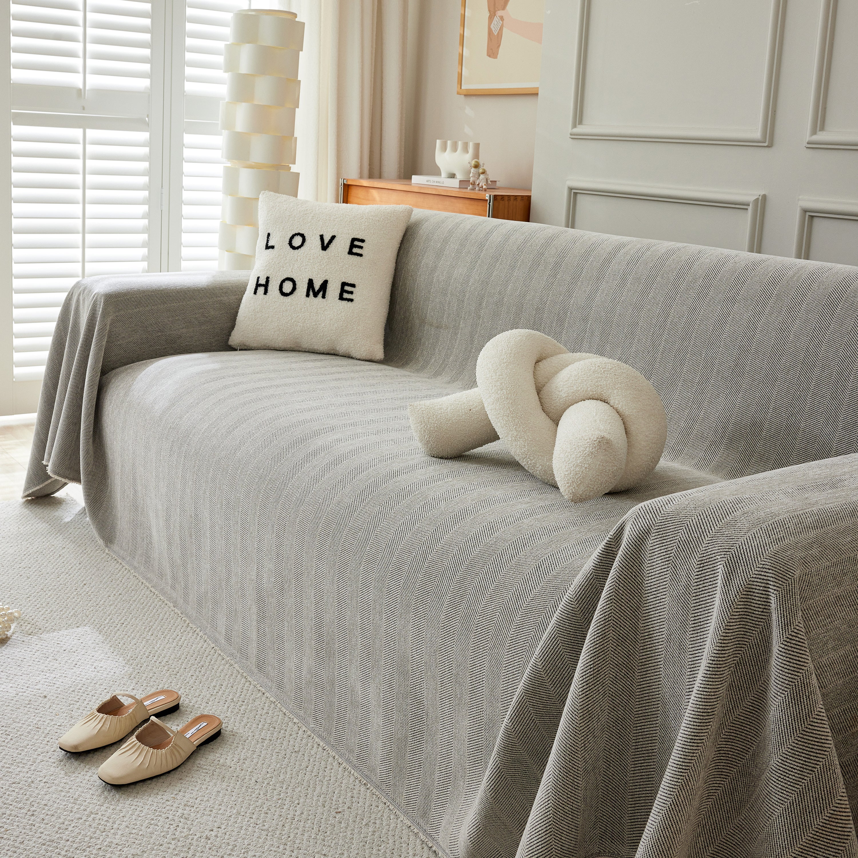 Herringbone Oversized Chenille Couch Throw Cover Sofa Slipcovers Couch Covers for Sectional Couches - Image 102