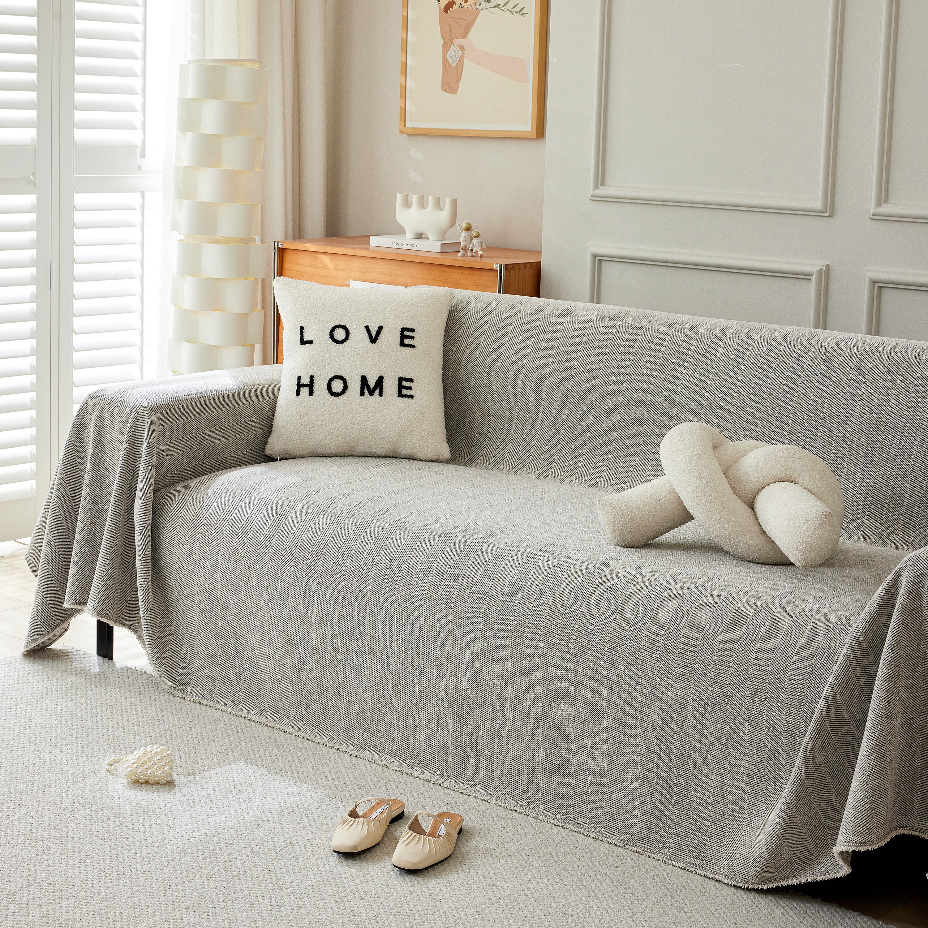 Herringbone Oversized Chenille Couch Throw Cover Sofa Slipcovers Couch Covers for Sectional Couches - Image 104