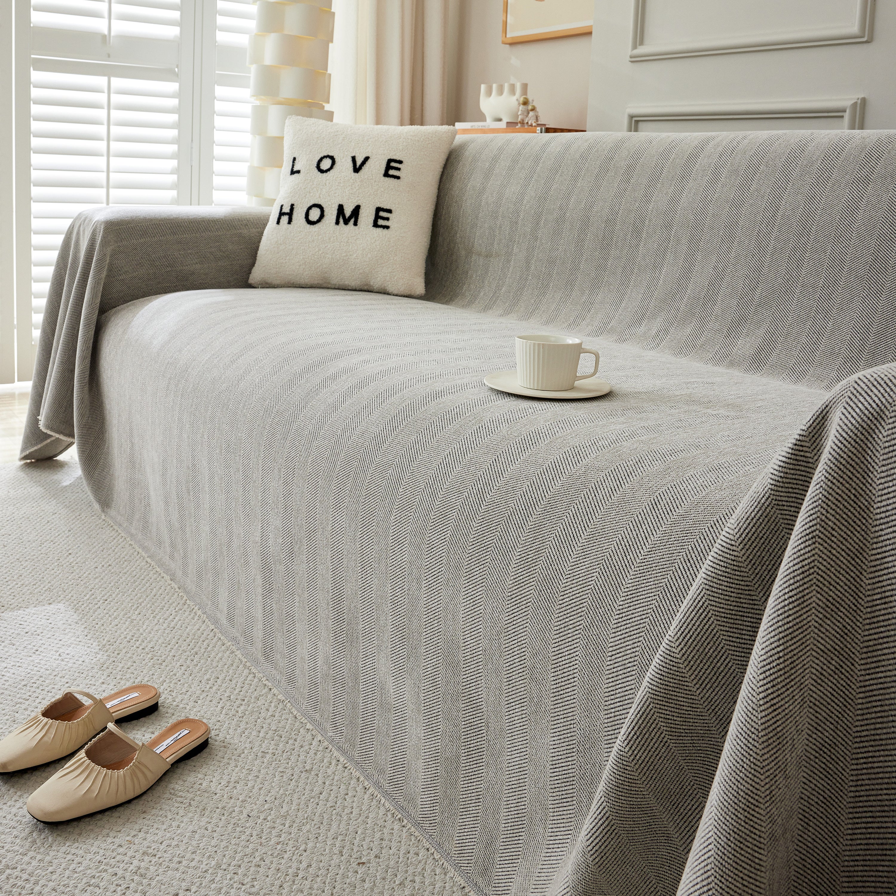 Herringbone Oversized Chenille Couch Throw Cover Sofa Slipcovers Couch Covers for Sectional Couches - Image 105