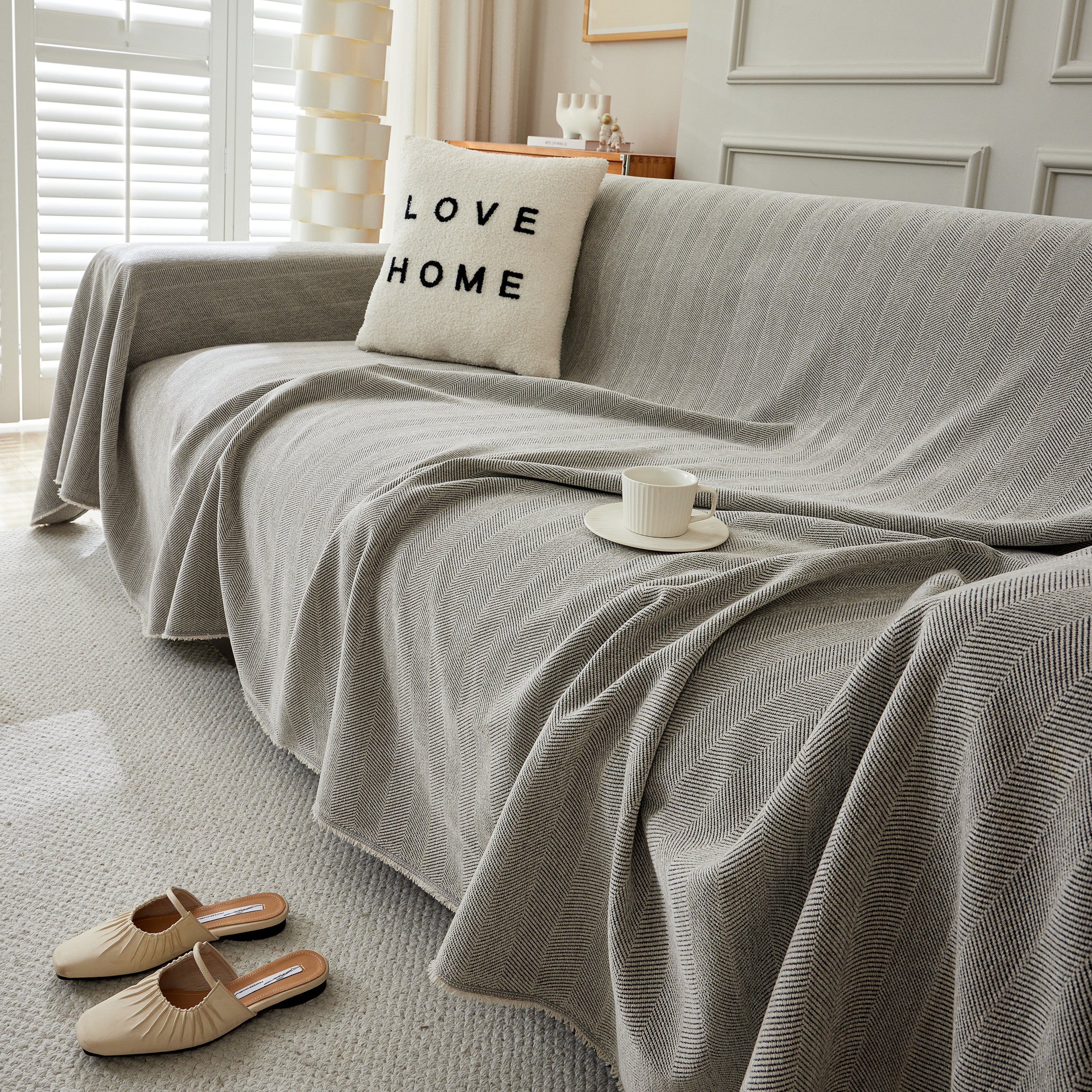 Herringbone Oversized Chenille Couch Throw Cover Sofa Slipcovers Couch Covers for Sectional Couches - Image 106