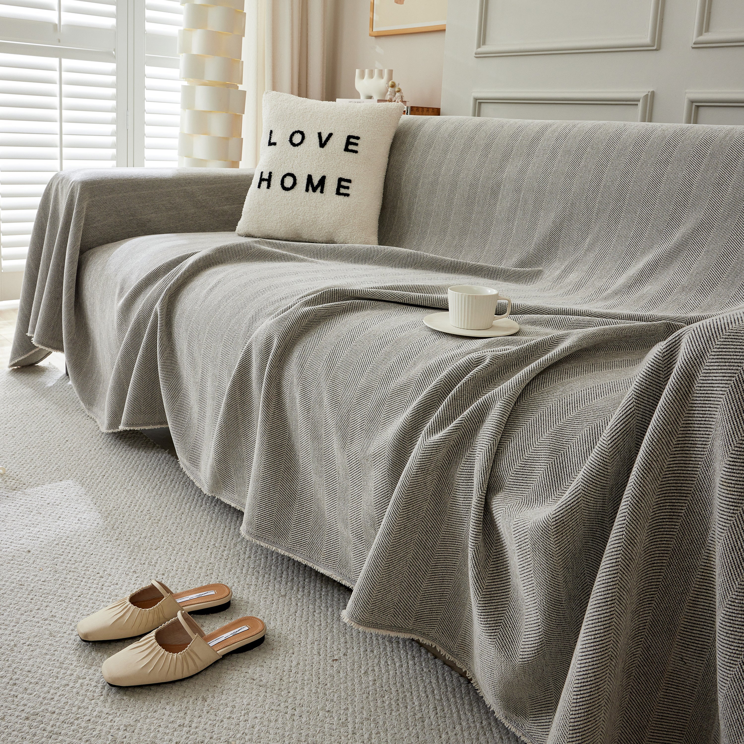 Herringbone Oversized Chenille Couch Throw Cover Sofa Slipcovers Couch Covers for Sectional Couches - Image 107