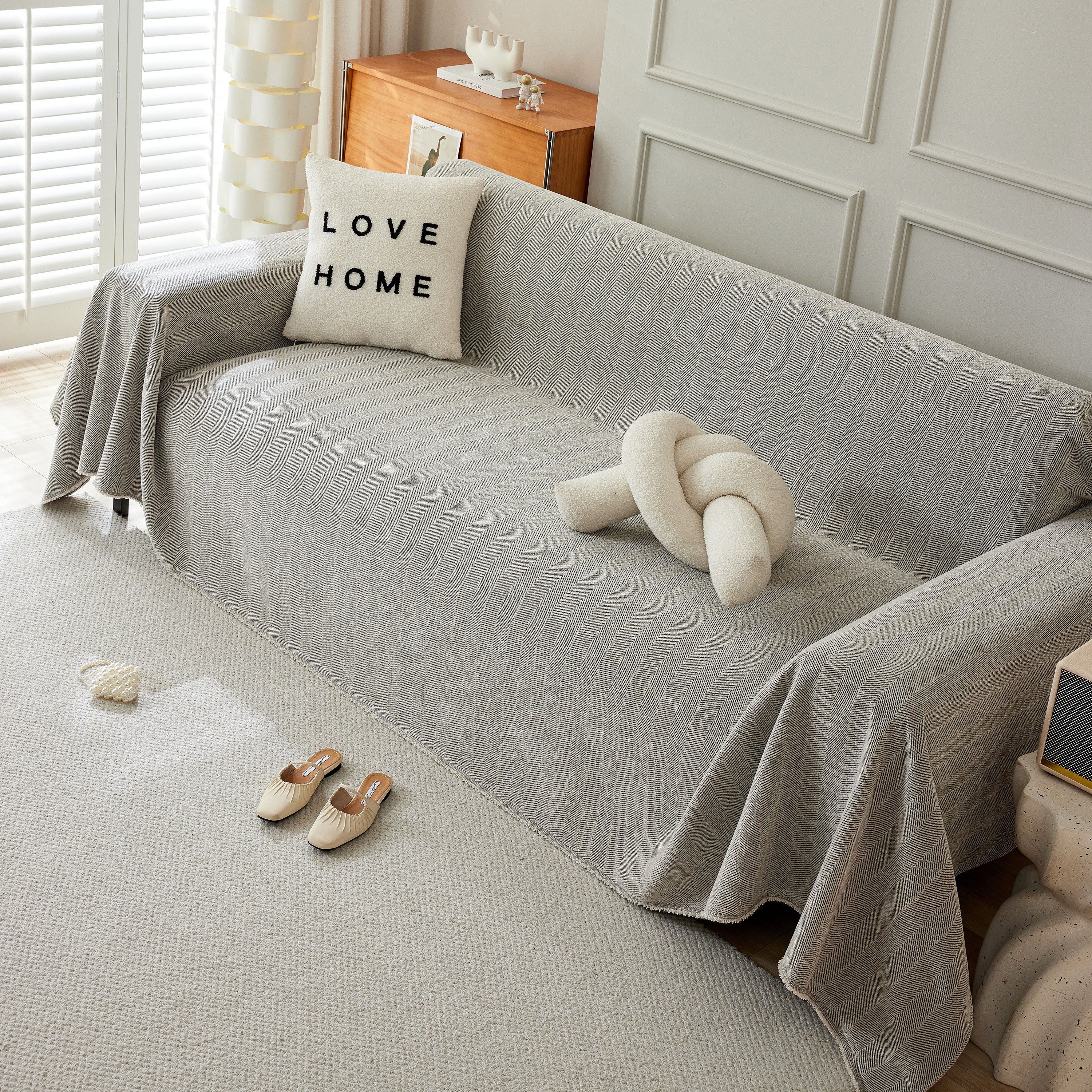 Herringbone Oversized Chenille Couch Throw Cover Sofa Slipcovers Couch Covers for Sectional Couches - Image 108