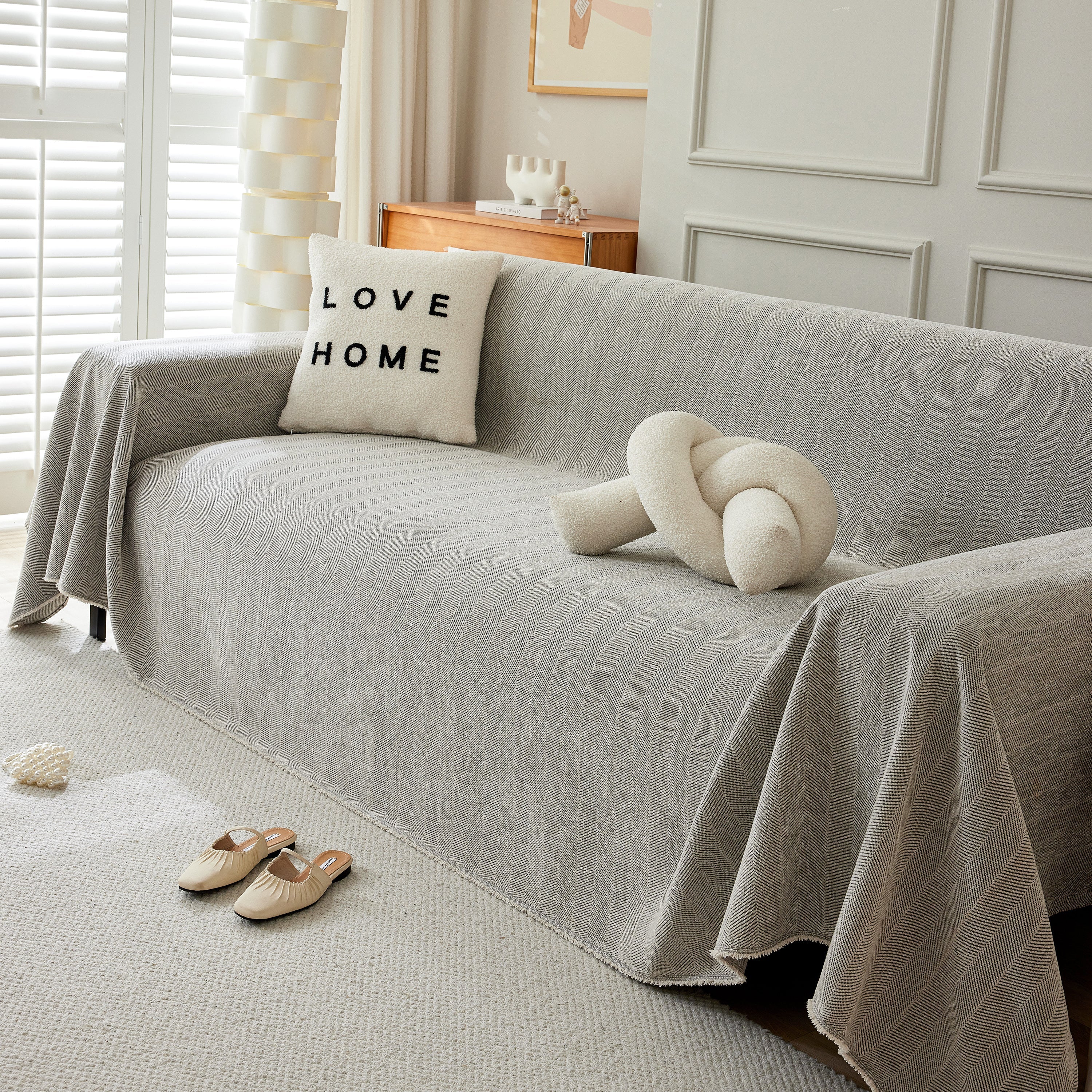Herringbone Oversized Chenille Couch Throw Cover Sofa Slipcovers Couch Covers for Sectional Couches - Image 109