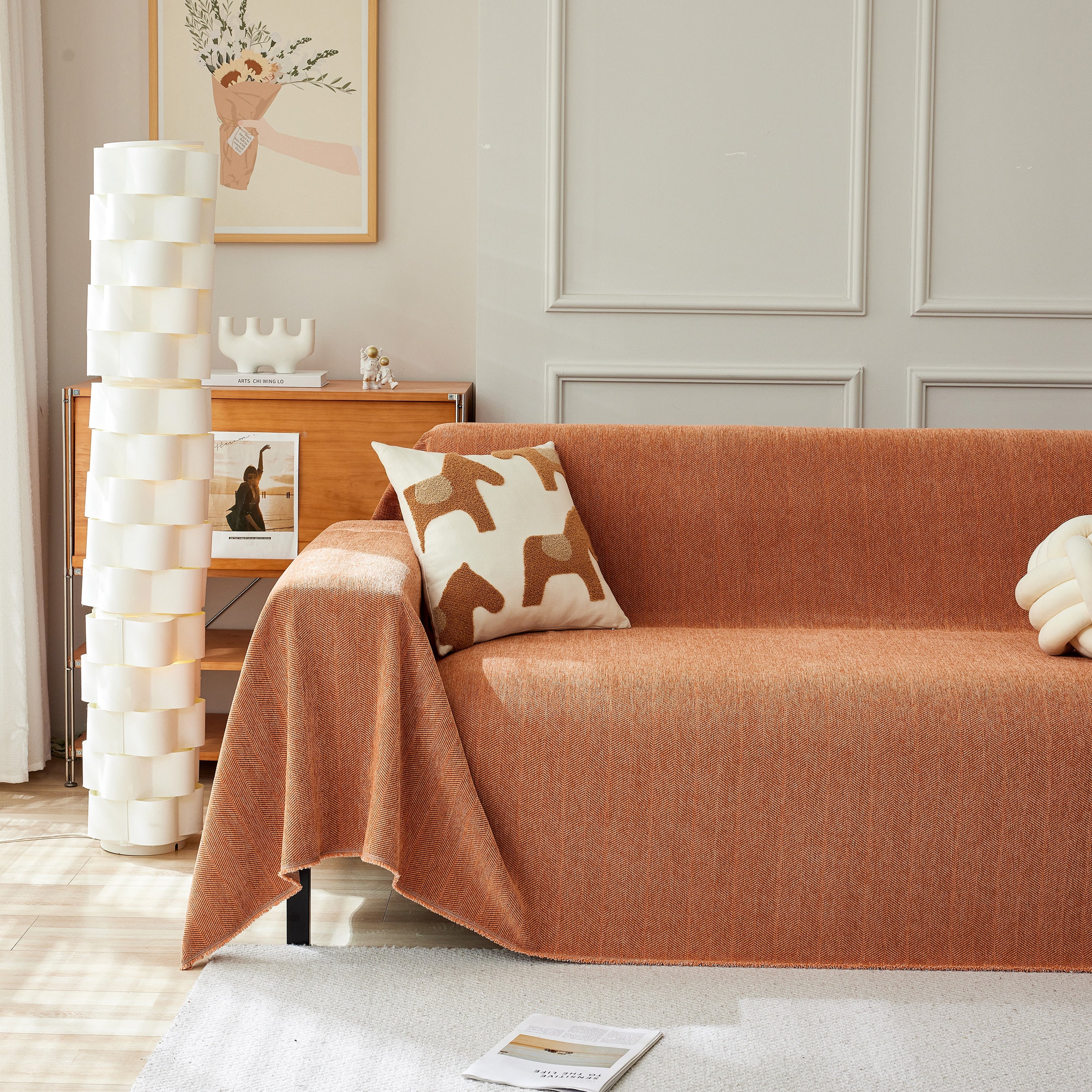Herringbone Oversized Chenille Couch Throw Cover Sofa Slipcovers Couch Covers for Sectional Couches - Image 11