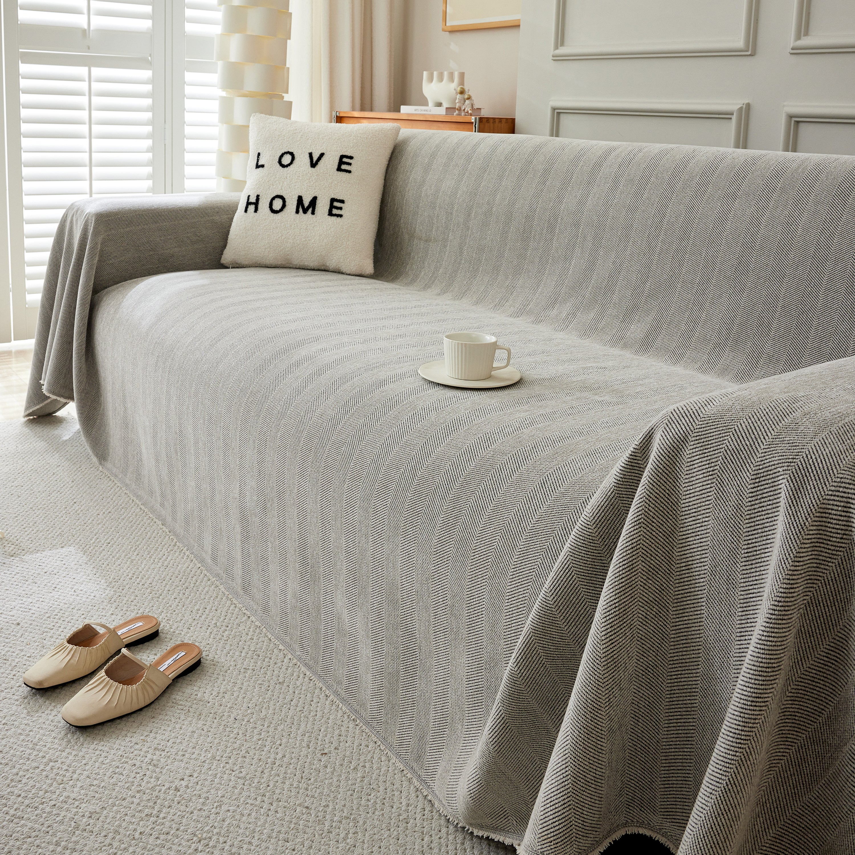 Herringbone Oversized Chenille Couch Throw Cover Sofa Slipcovers Couch Covers for Sectional Couches - Image 110