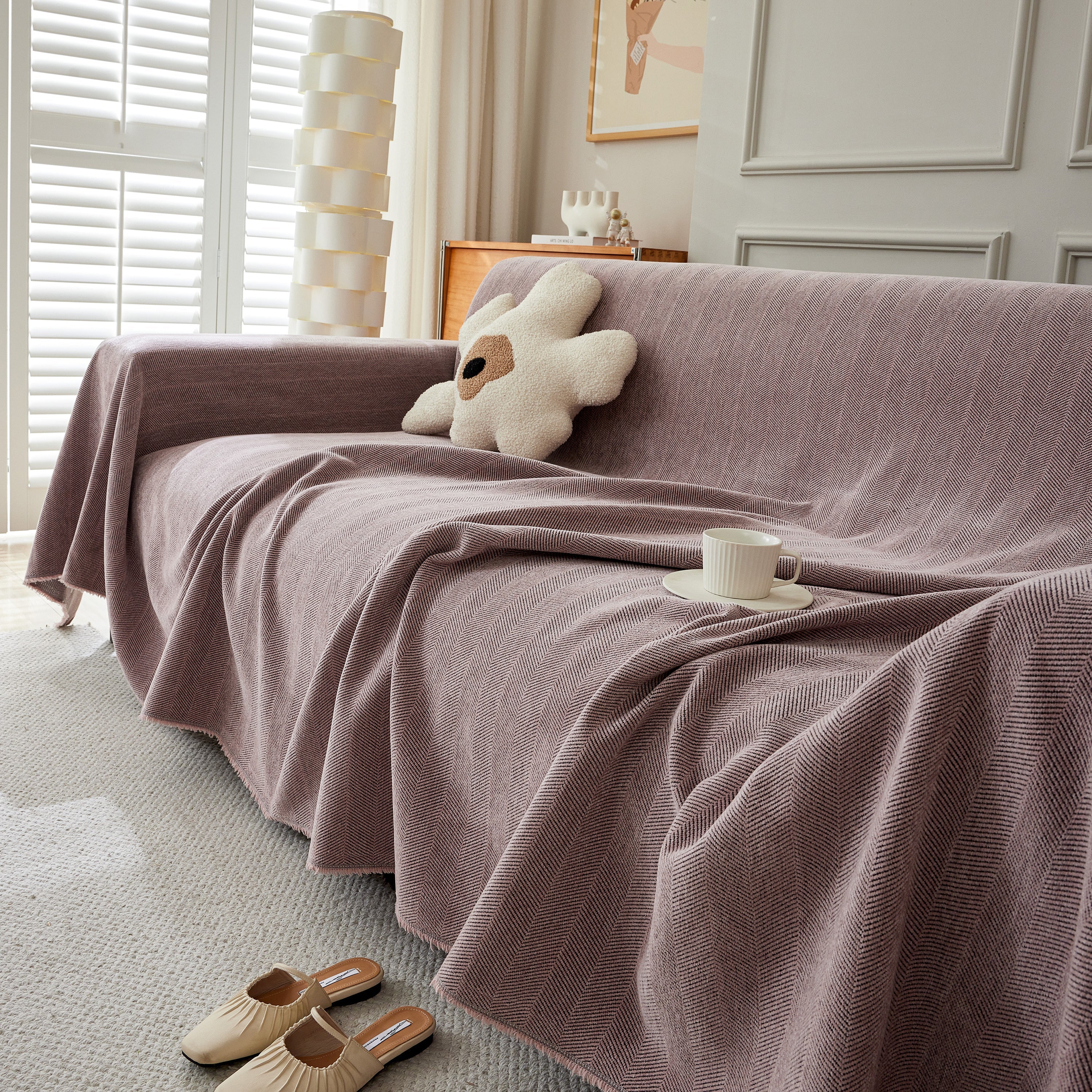 Herringbone Oversized Chenille Couch Throw Cover Sofa Slipcovers Couch Covers for Sectional Couches - Image 123