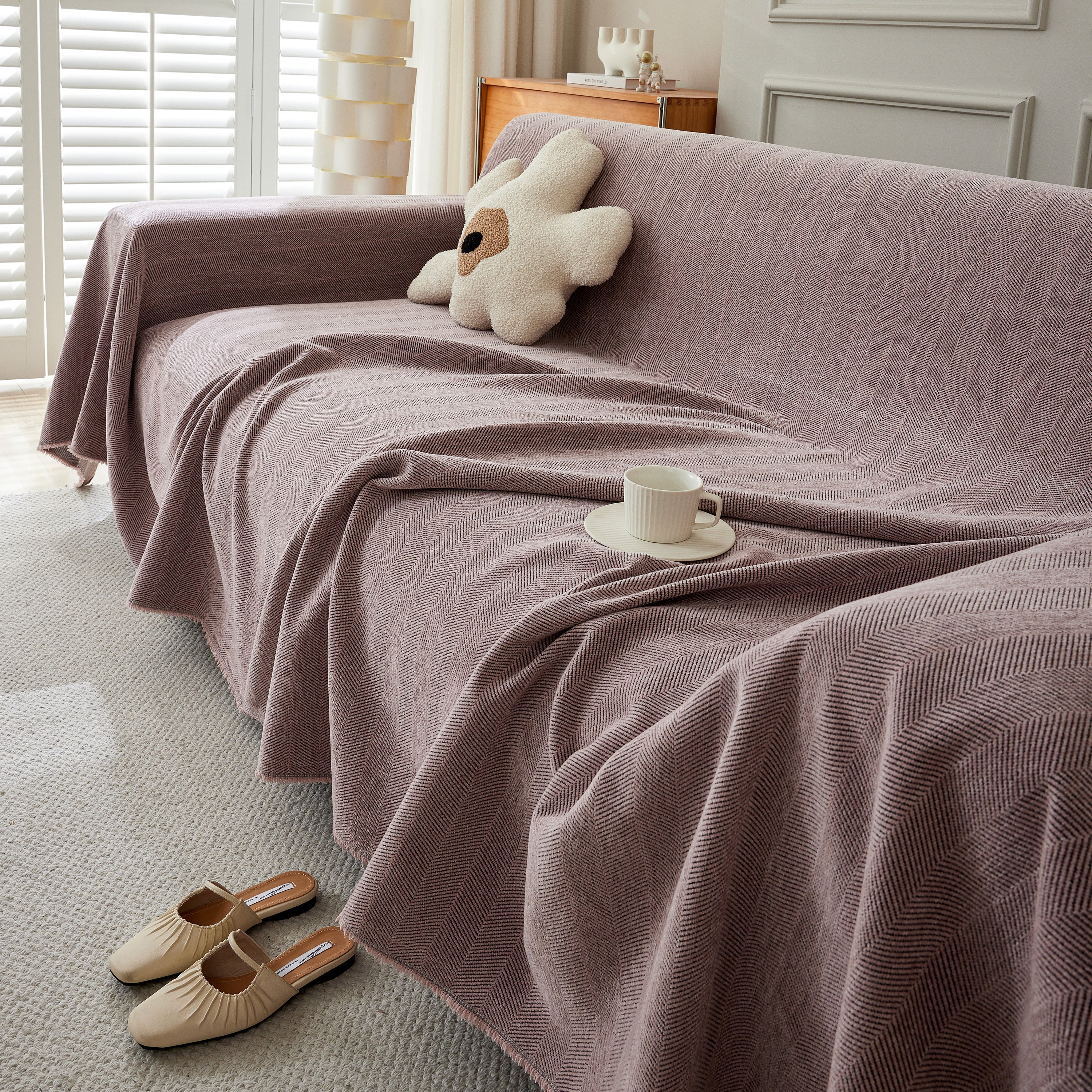 Herringbone Oversized Chenille Couch Throw Cover Sofa Slipcovers Couch Covers for Sectional Couches - Image 127