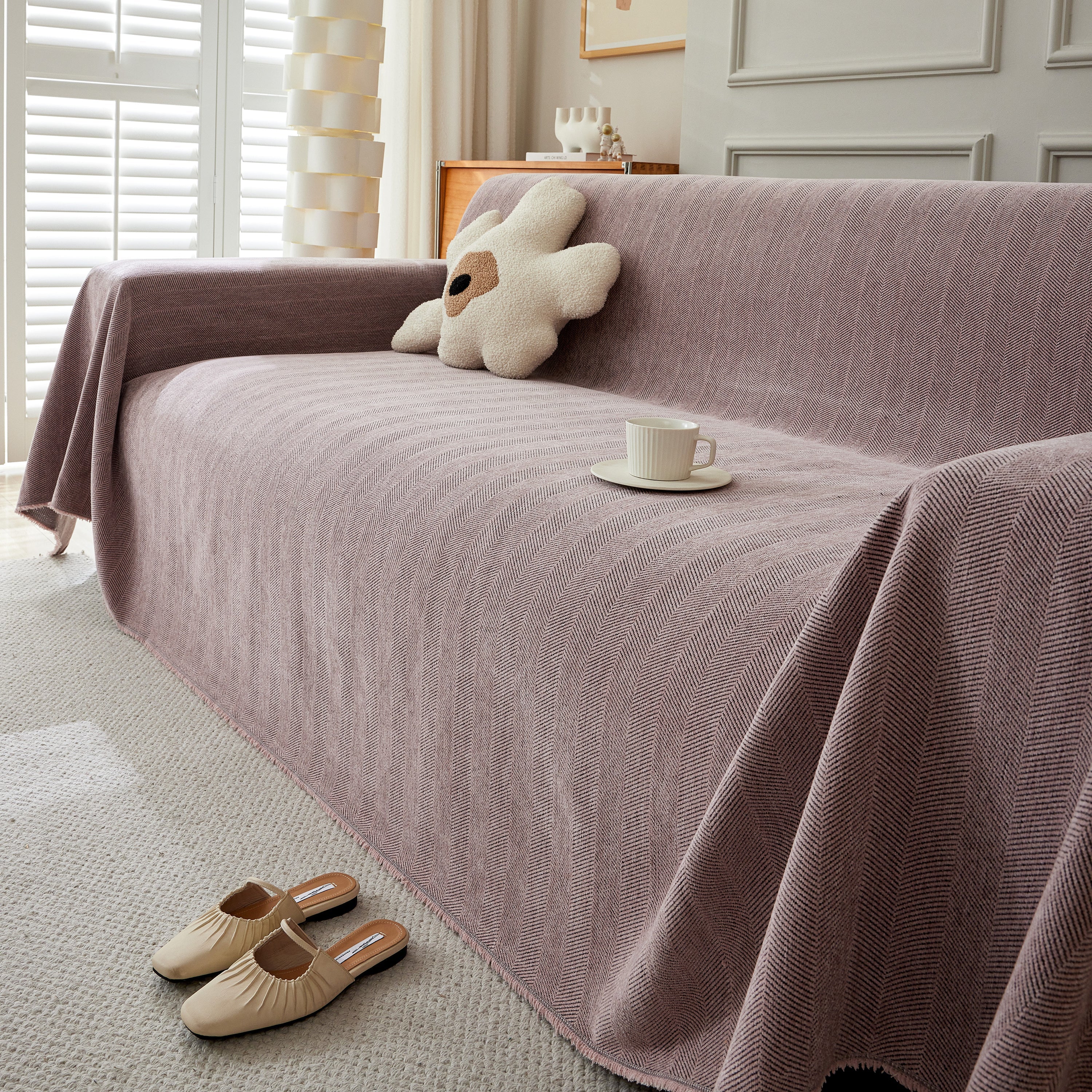 Herringbone Oversized Chenille Couch Throw Cover Sofa Slipcovers Couch Covers for Sectional Couches - Image 129