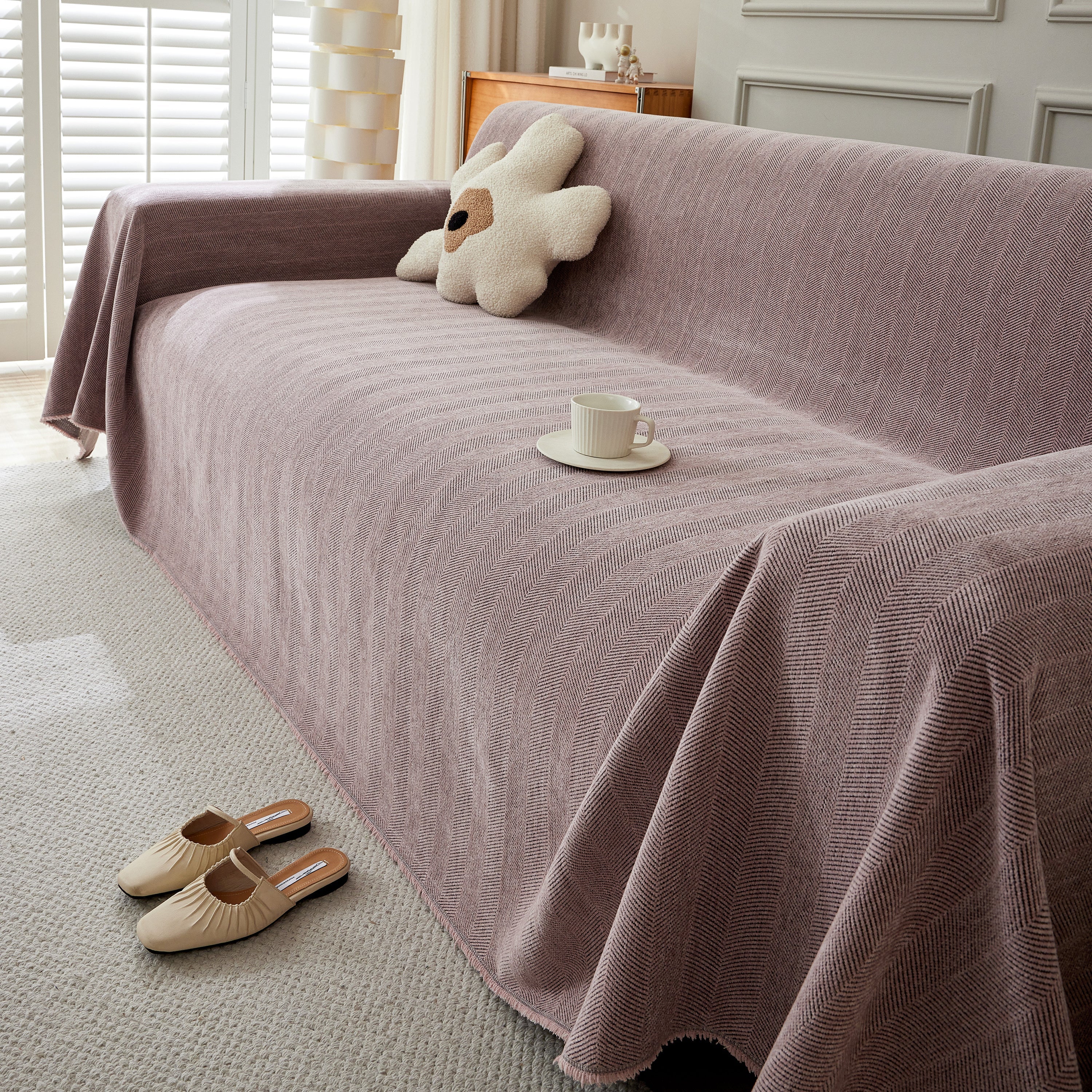 Herringbone Oversized Chenille Couch Throw Cover Sofa Slipcovers Couch Covers for Sectional Couches - Image 130