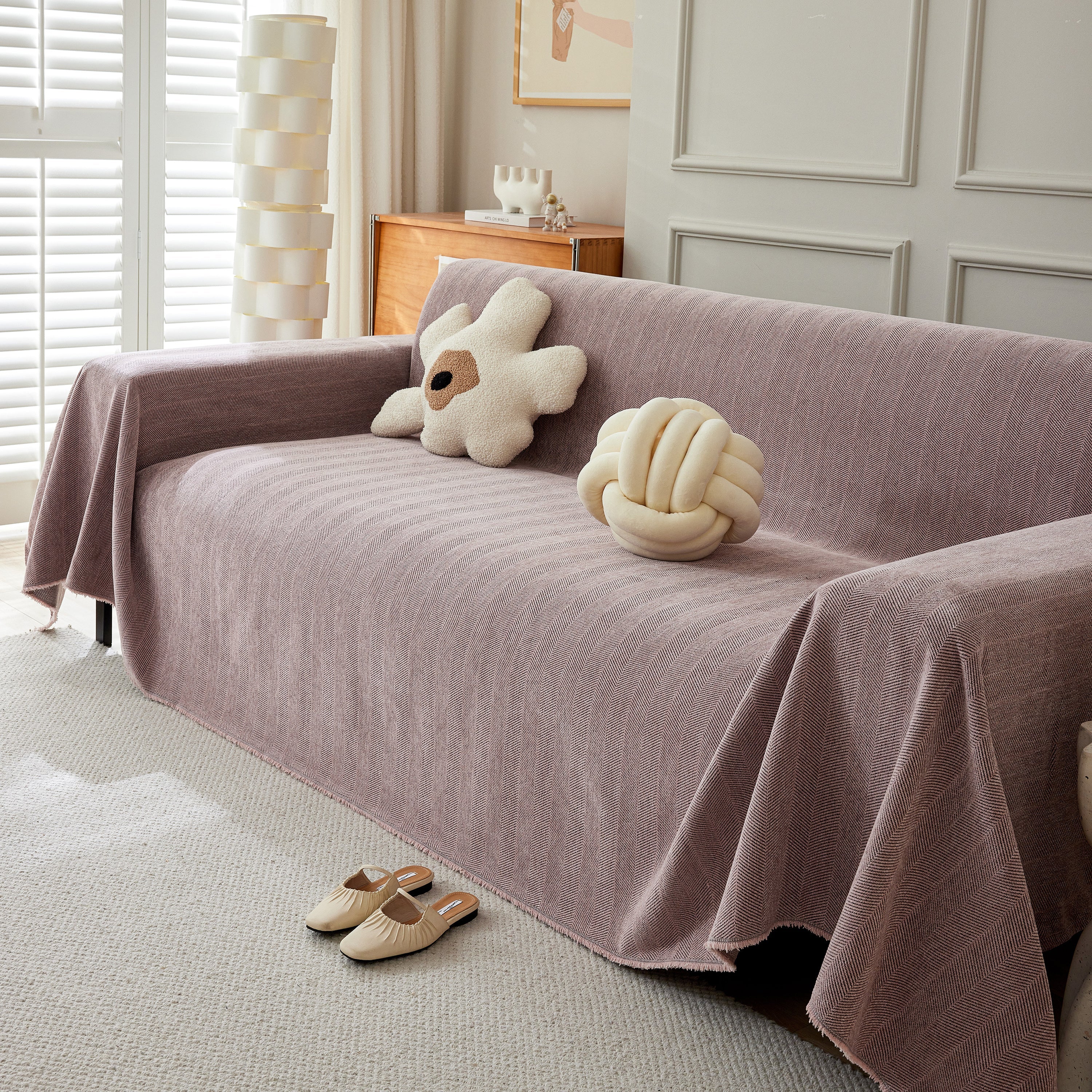 Herringbone Oversized Chenille Couch Throw Cover Sofa Slipcovers Couch Covers for Sectional Couches - Image 132