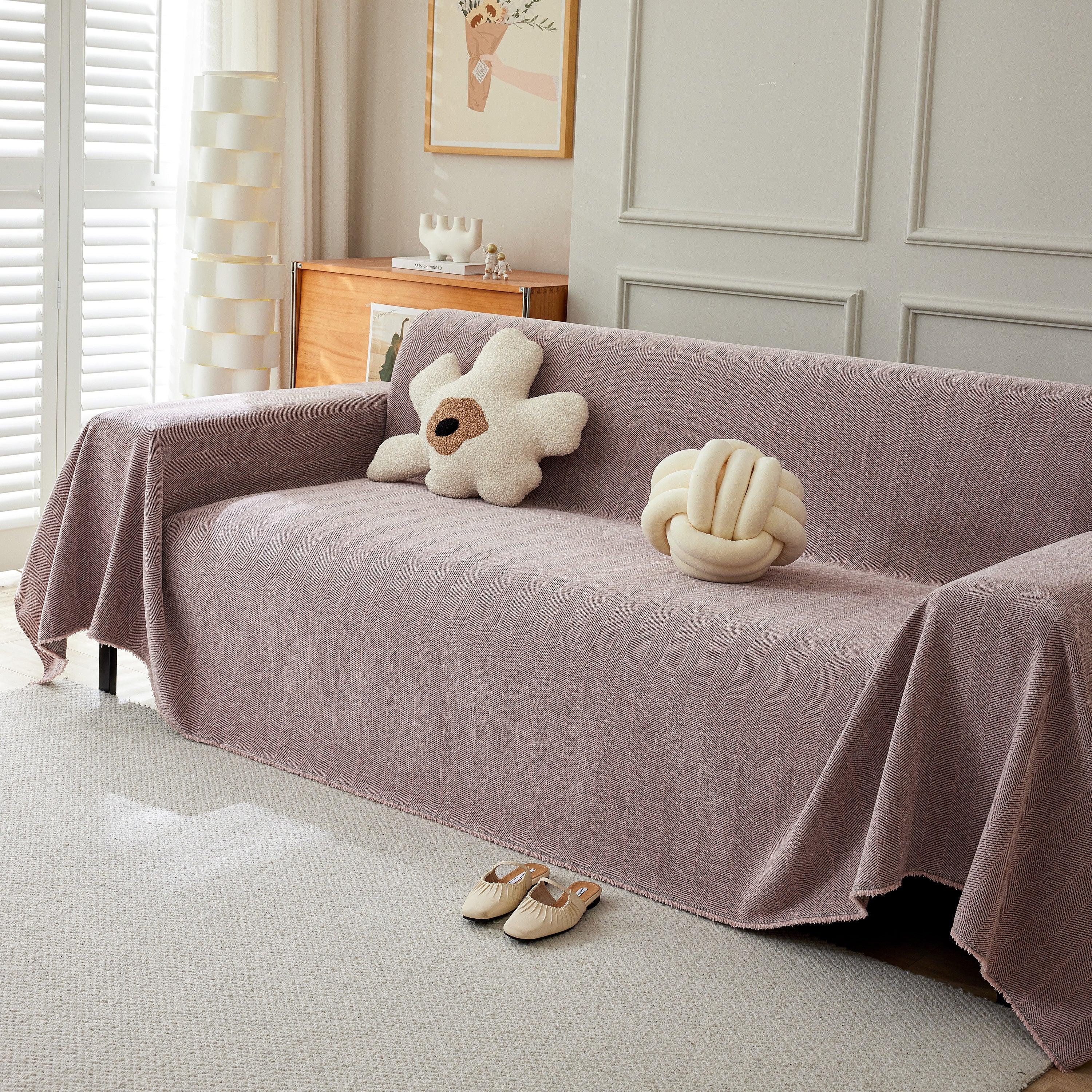Herringbone Oversized Chenille Couch Throw Cover Sofa Slipcovers Couch Covers for Sectional Couches - Image 134