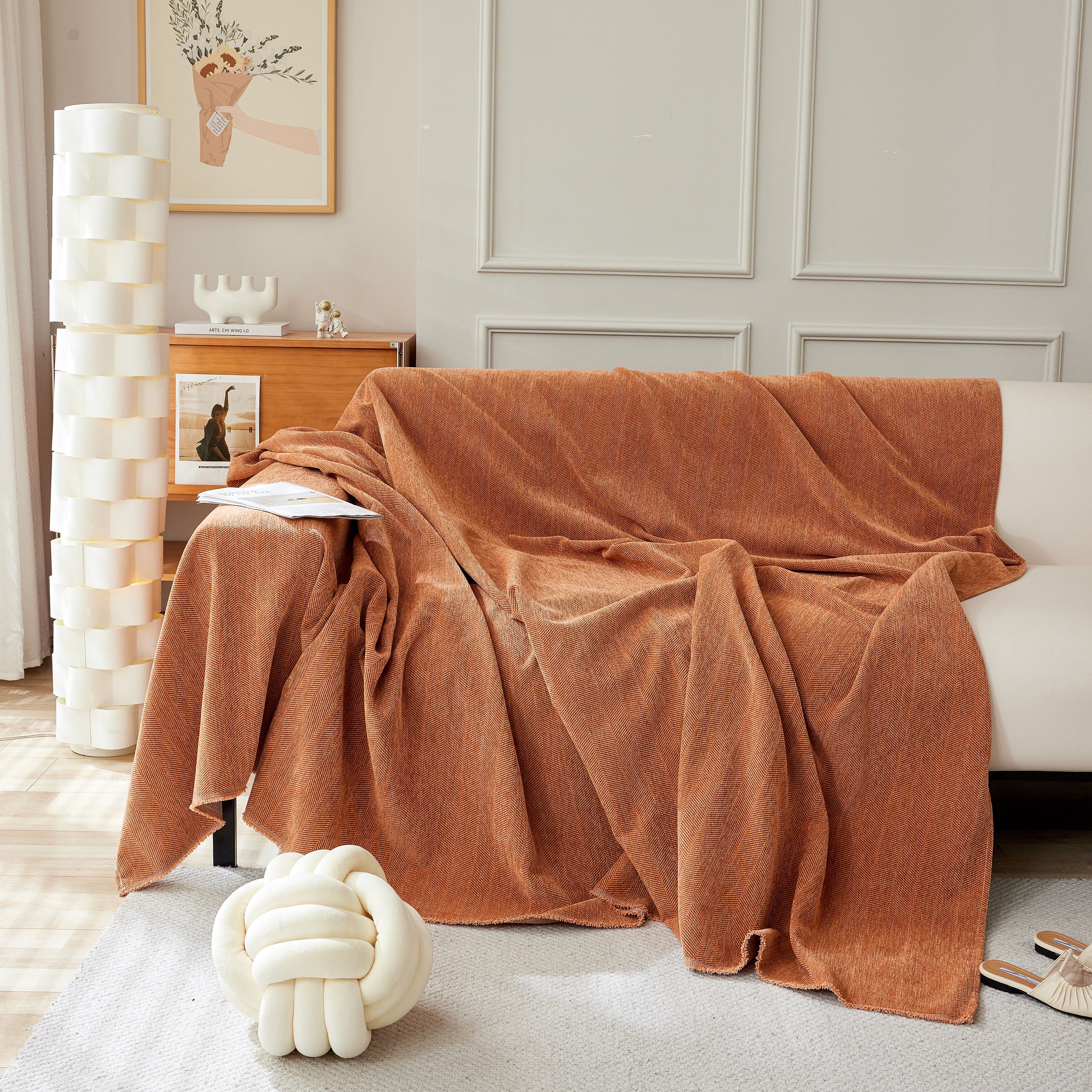 Herringbone Oversized Chenille Couch Throw Cover Sofa Slipcovers Couch Covers for Sectional Couches - Image 14