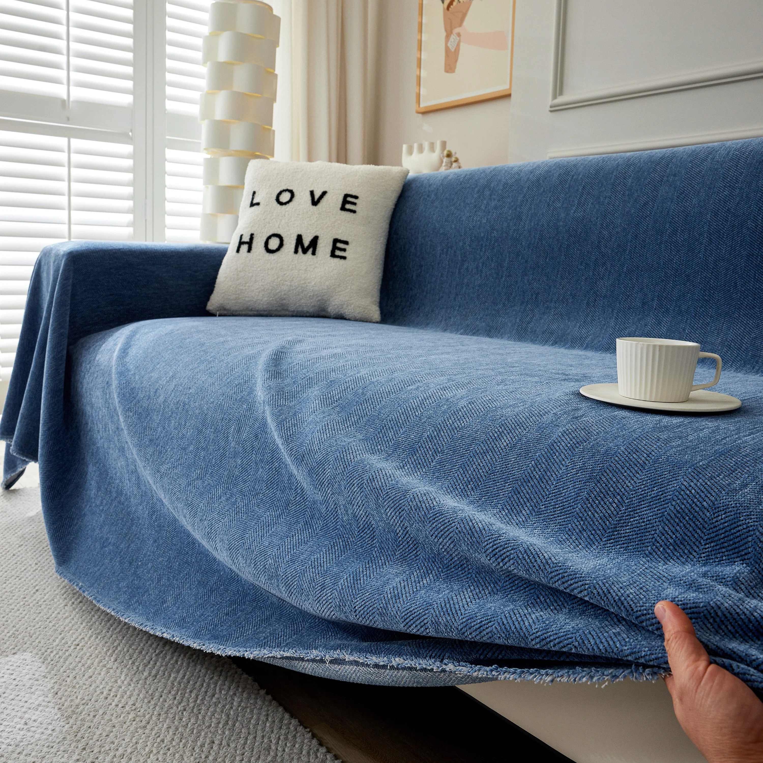 Herringbone Oversized Chenille Couch Throw Cover Sofa Slipcovers Couch Covers for Sectional Couches - Image 144