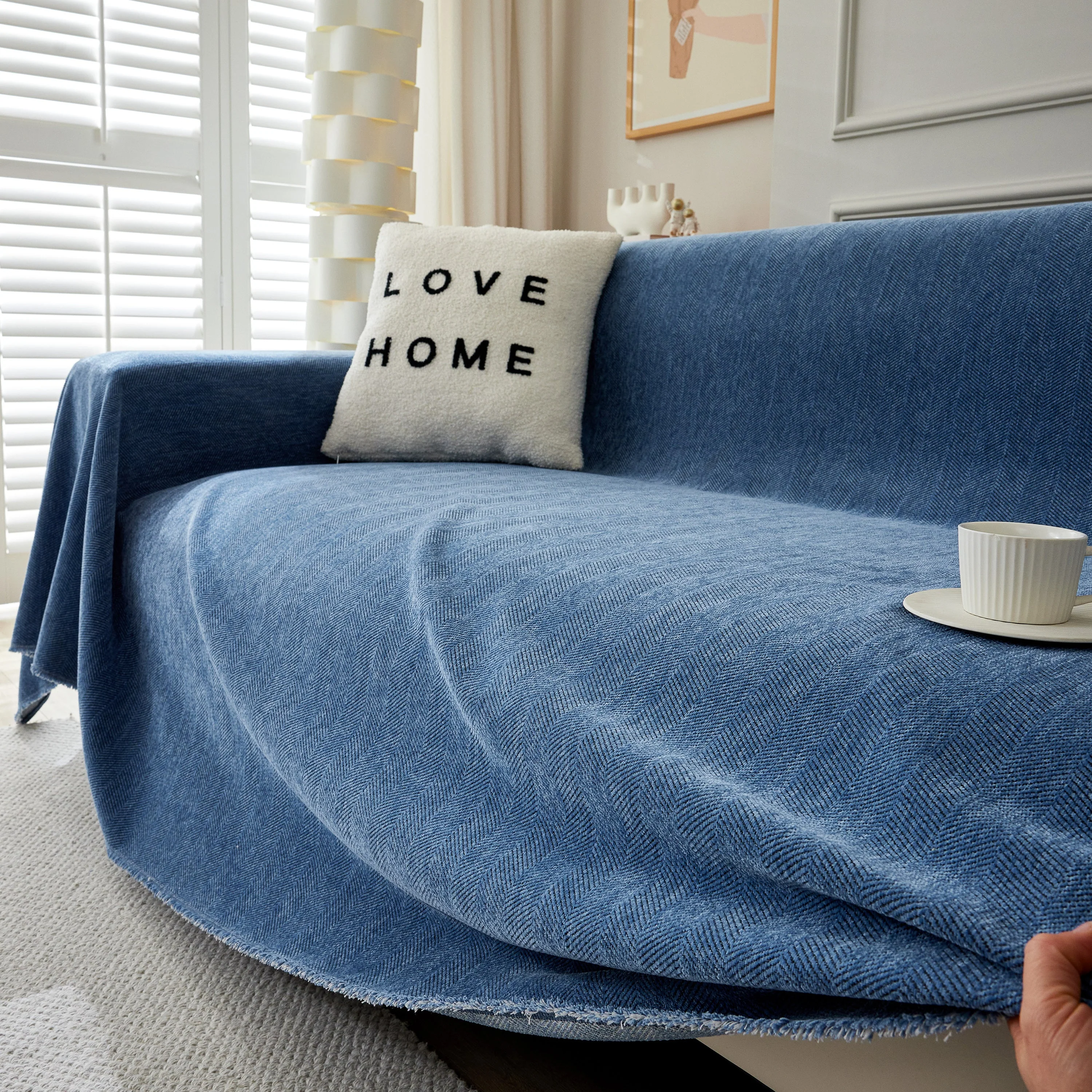 Herringbone Oversized Chenille Couch Throw Cover Sofa Slipcovers Couch Covers for Sectional Couches - Image 146