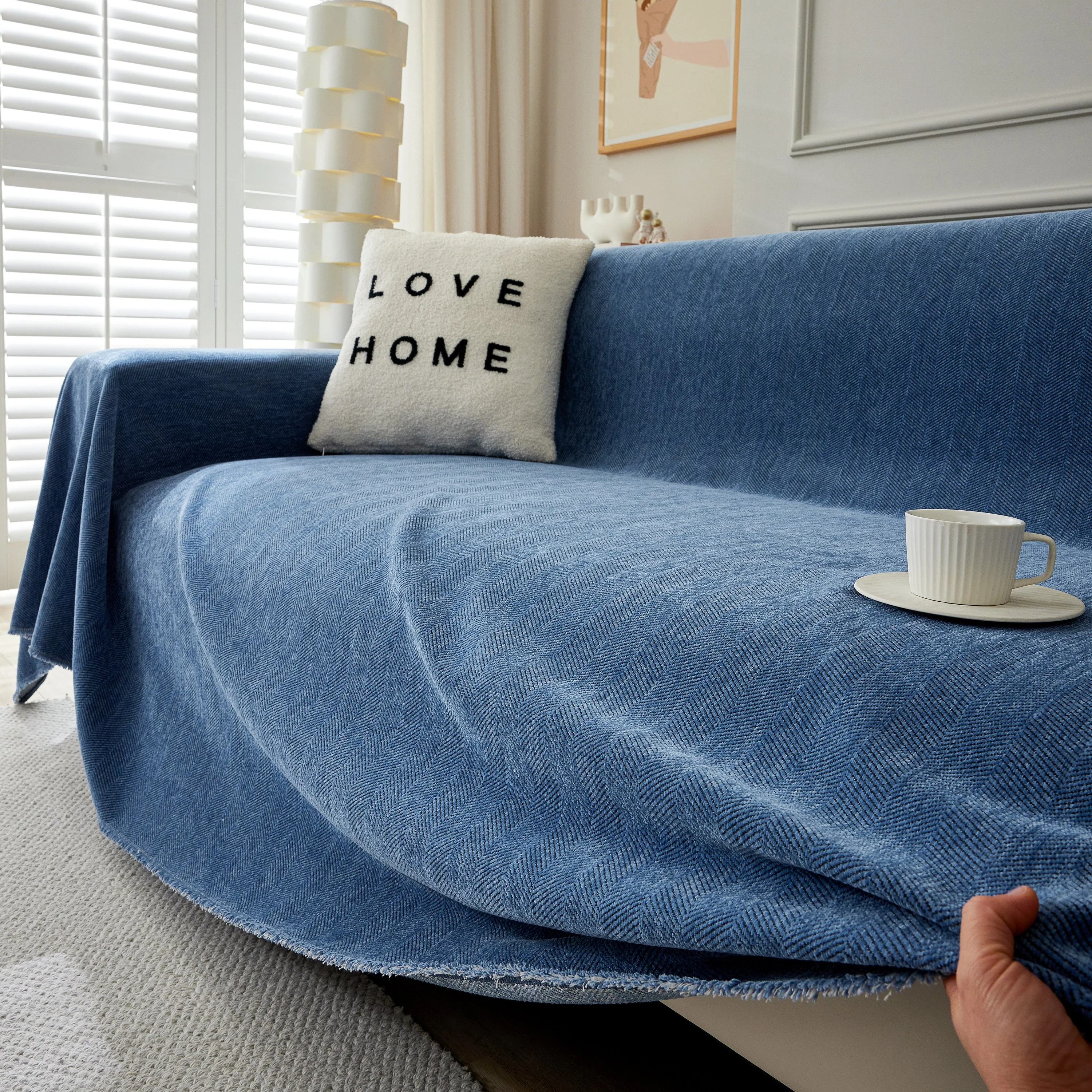 Herringbone Oversized Chenille Couch Throw Cover Sofa Slipcovers Couch Covers for Sectional Couches - Image 147