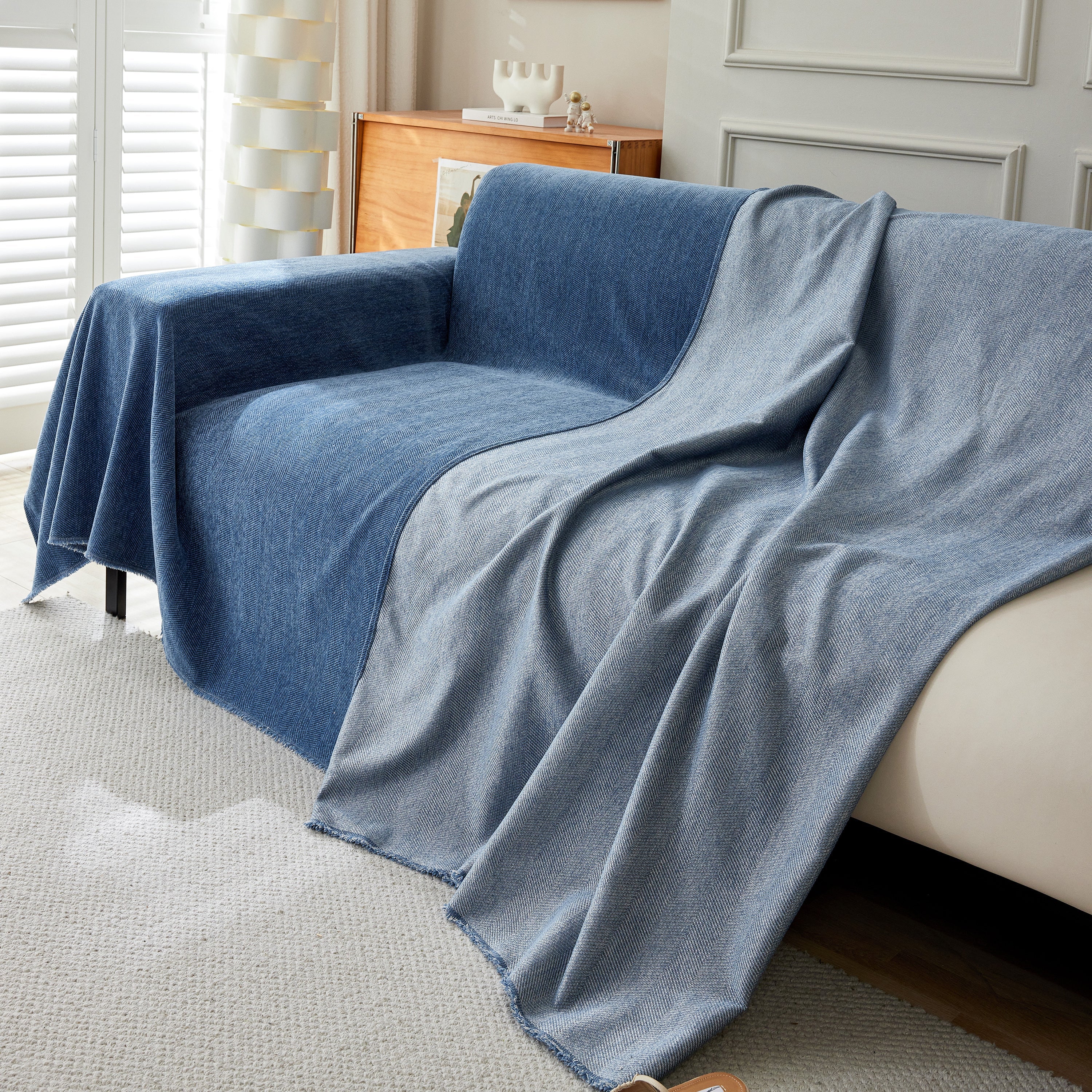 Herringbone Oversized Chenille Couch Throw Cover Sofa Slipcovers Couch Covers for Sectional Couches - Image 159