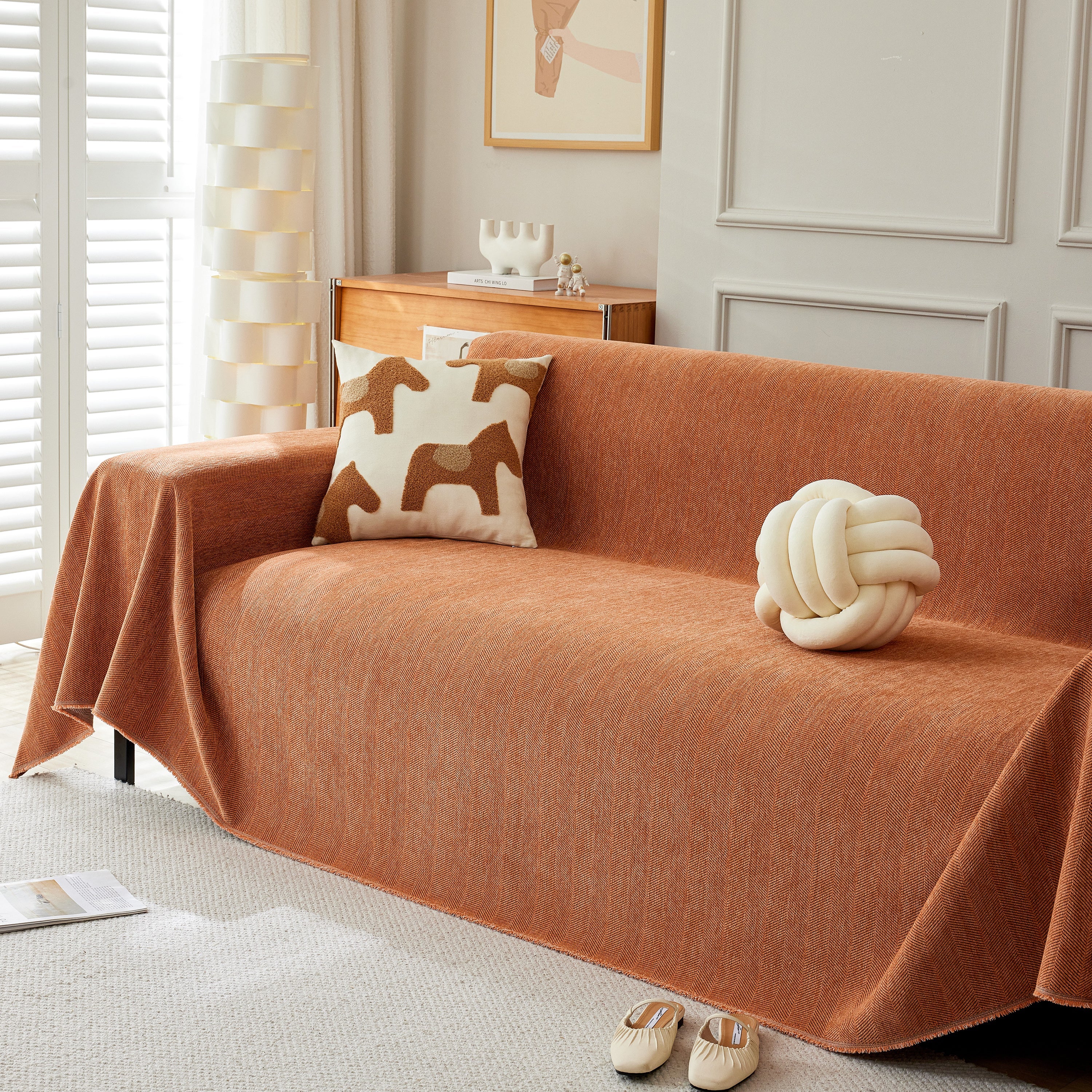 Herringbone Oversized Chenille Couch Throw Cover Sofa Slipcovers Couch Covers for Sectional Couches - Image 16