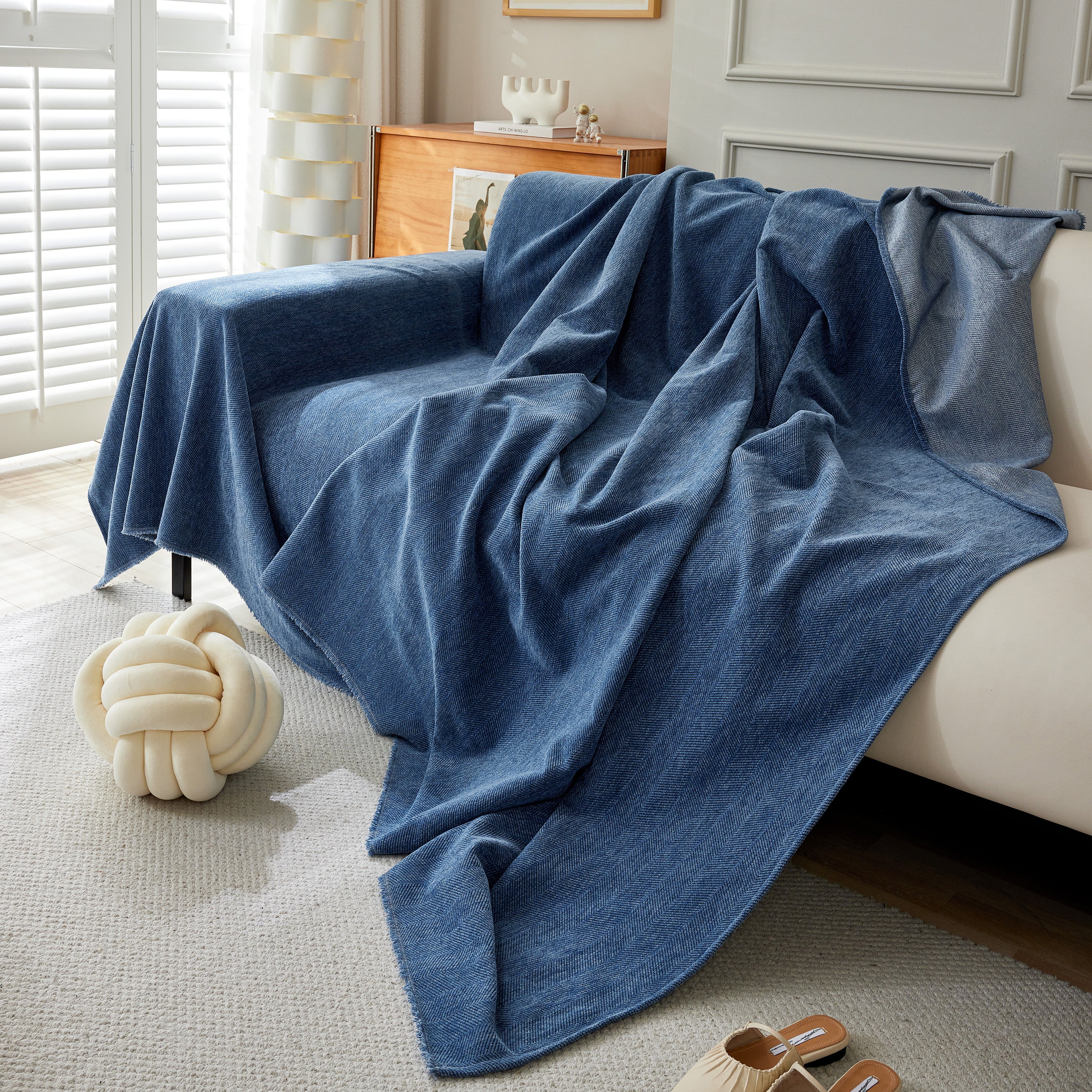 Herringbone Oversized Chenille Couch Throw Cover Sofa Slipcovers Couch Covers for Sectional Couches - Image 163