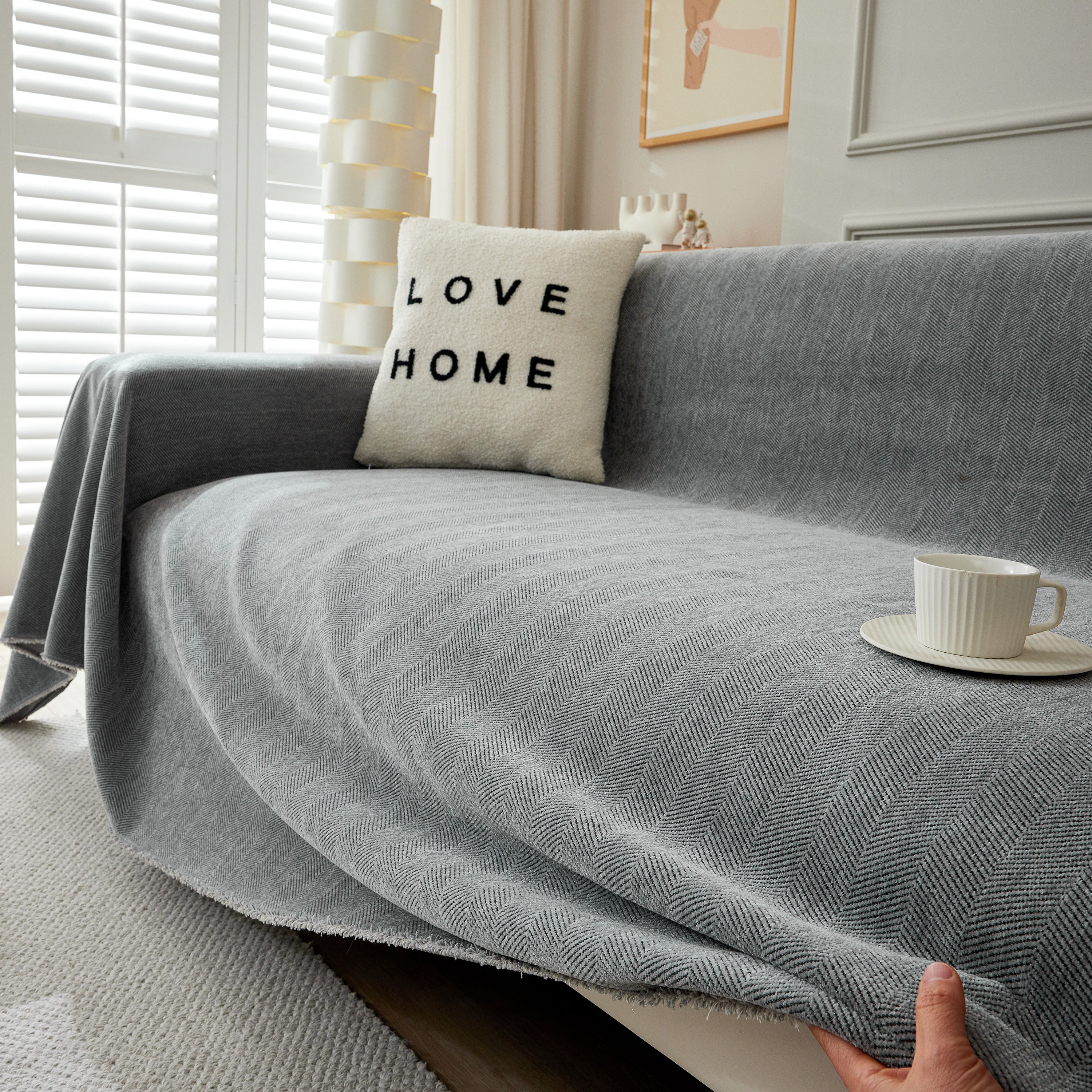 Herringbone Oversized Chenille Couch Throw Cover Sofa Slipcovers Couch Covers for Sectional Couches - Image 171