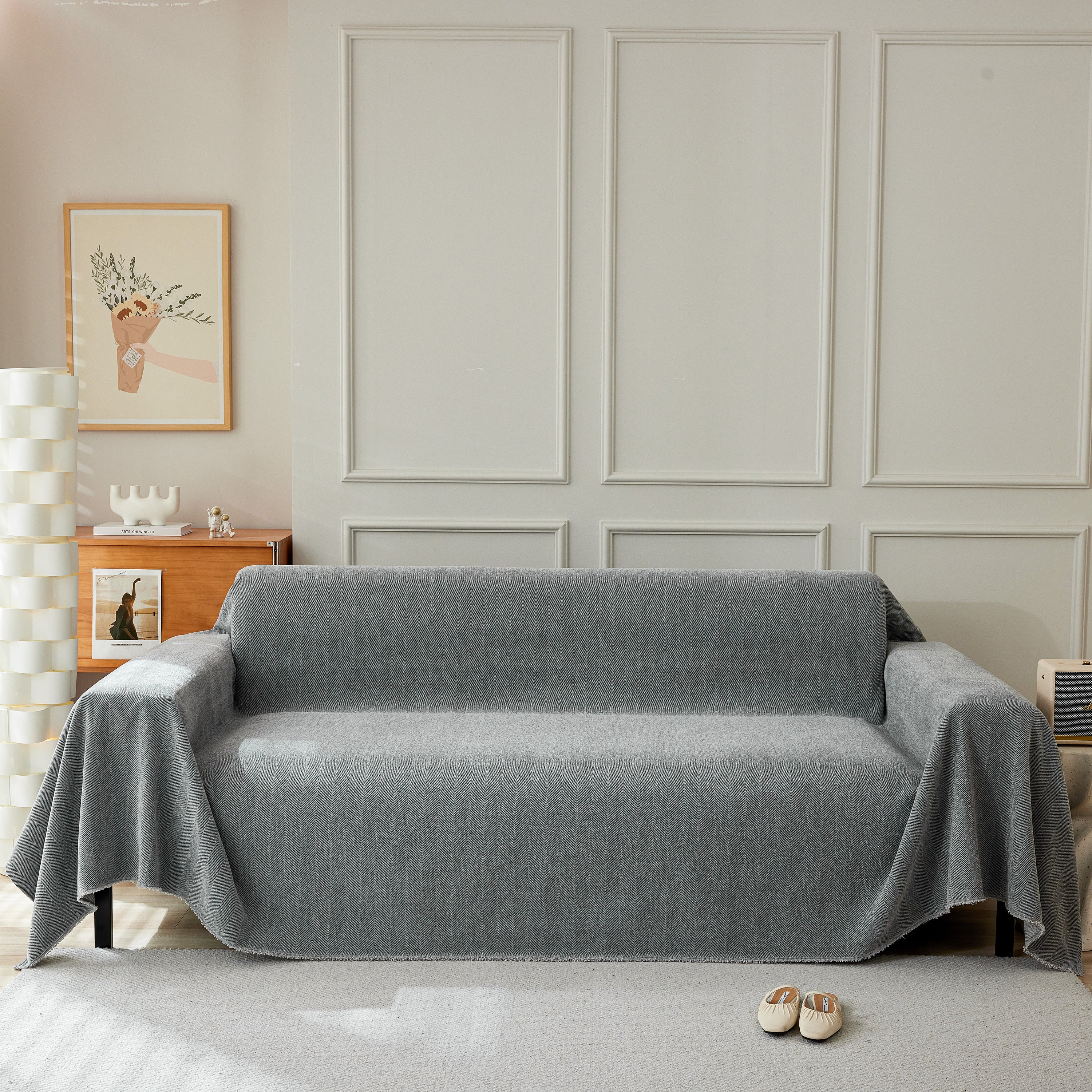 Herringbone Oversized Chenille Couch Throw Cover Sofa Slipcovers Couch Covers for Sectional Couches - Image 173