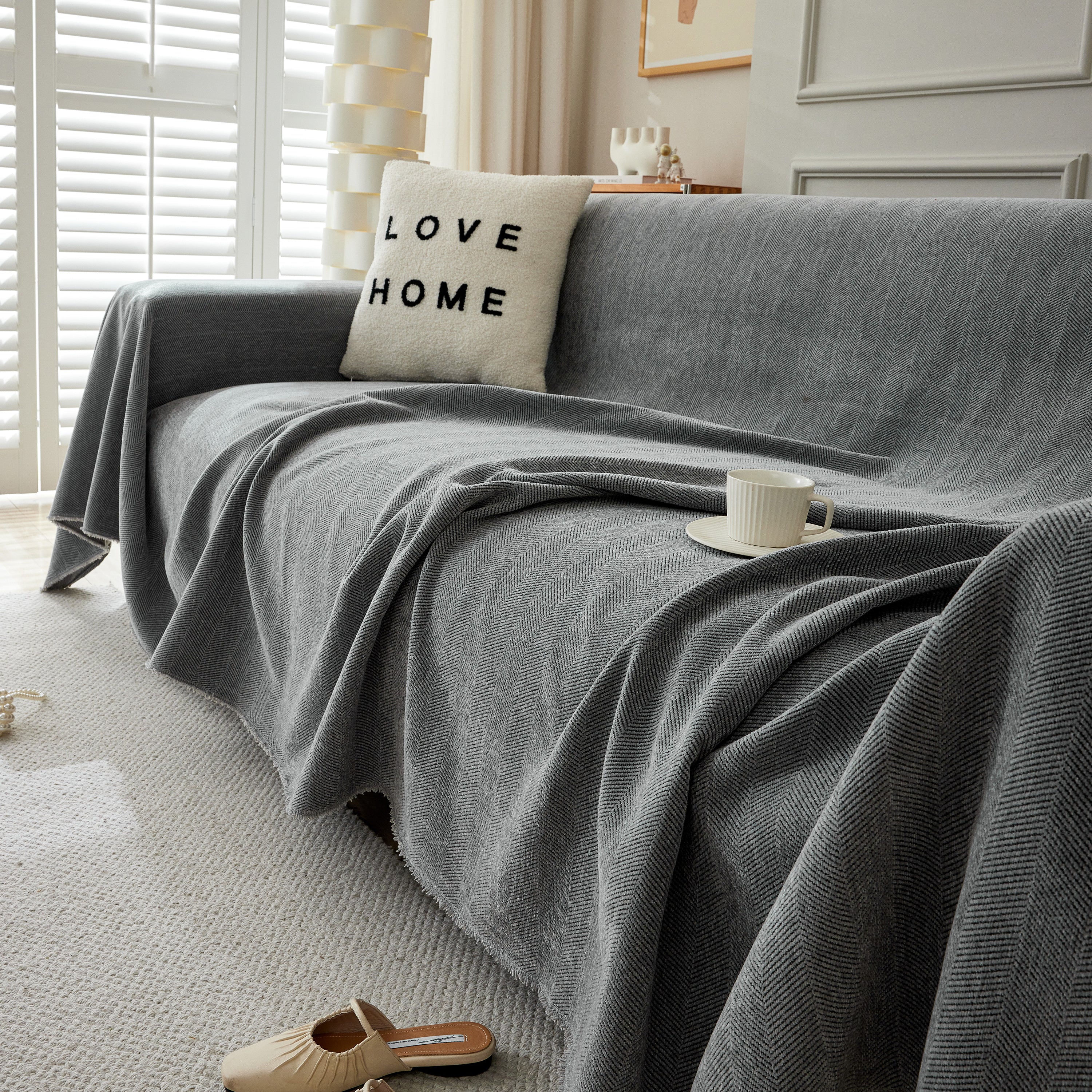 Herringbone Oversized Chenille Couch Throw Cover Sofa Slipcovers Couch Covers for Sectional Couches - Image 174