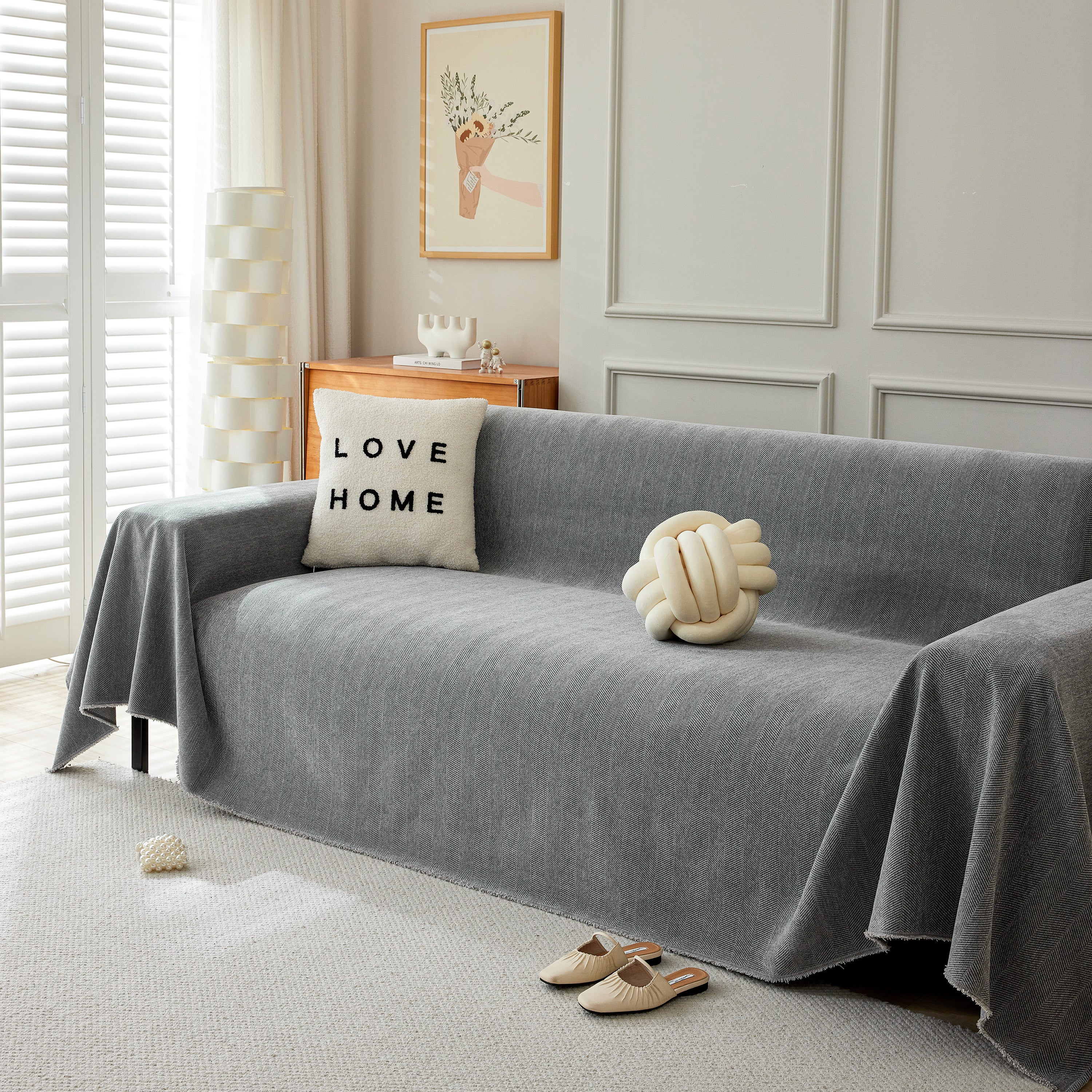Herringbone Oversized Chenille Couch Throw Cover Sofa Slipcovers Couch Covers for Sectional Couches - Image 175