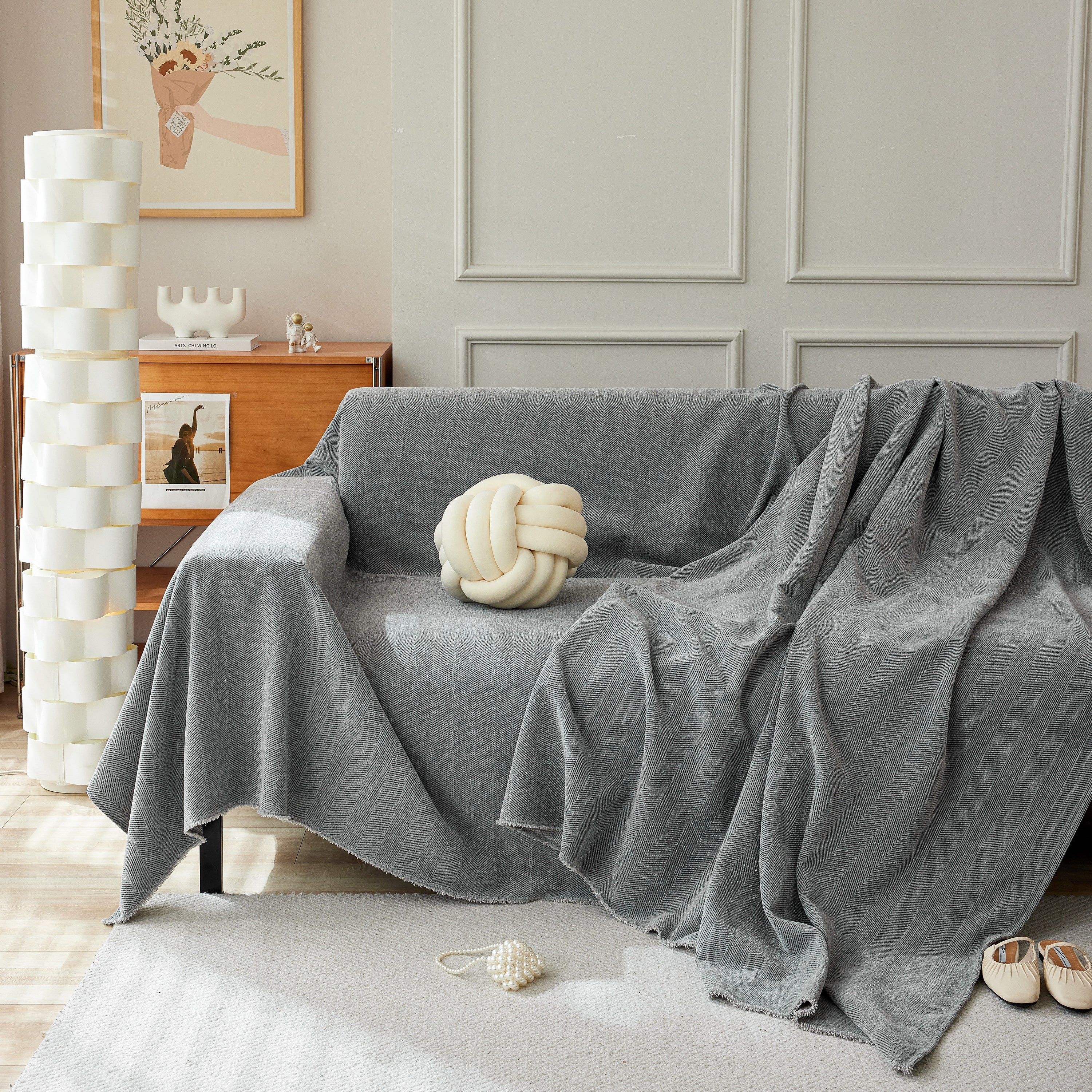 Herringbone Oversized Chenille Couch Throw Cover Sofa Slipcovers Couch Covers for Sectional Couches - Image 176
