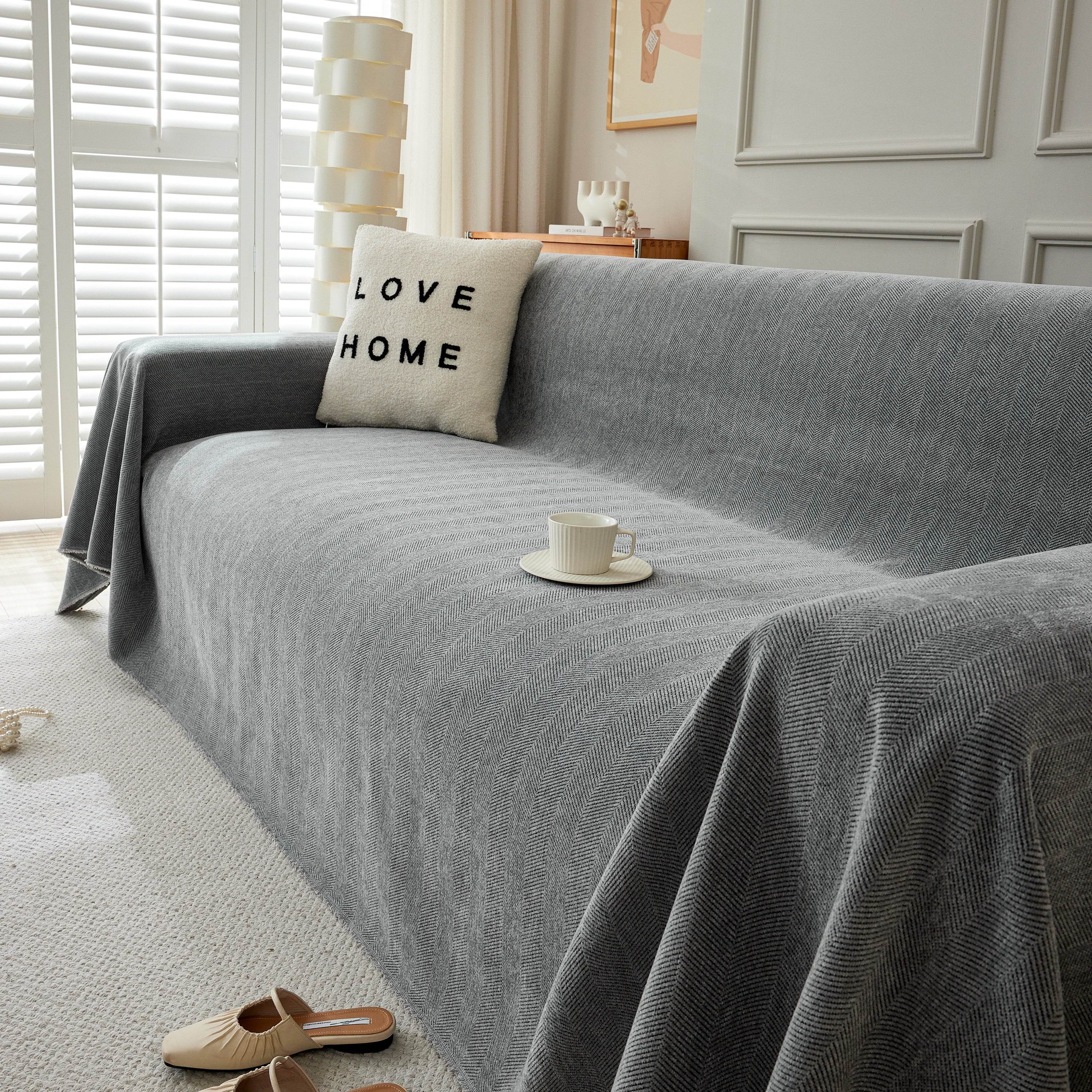 Herringbone Oversized Chenille Couch Throw Cover Sofa Slipcovers Couch Covers for Sectional Couches - Image 177