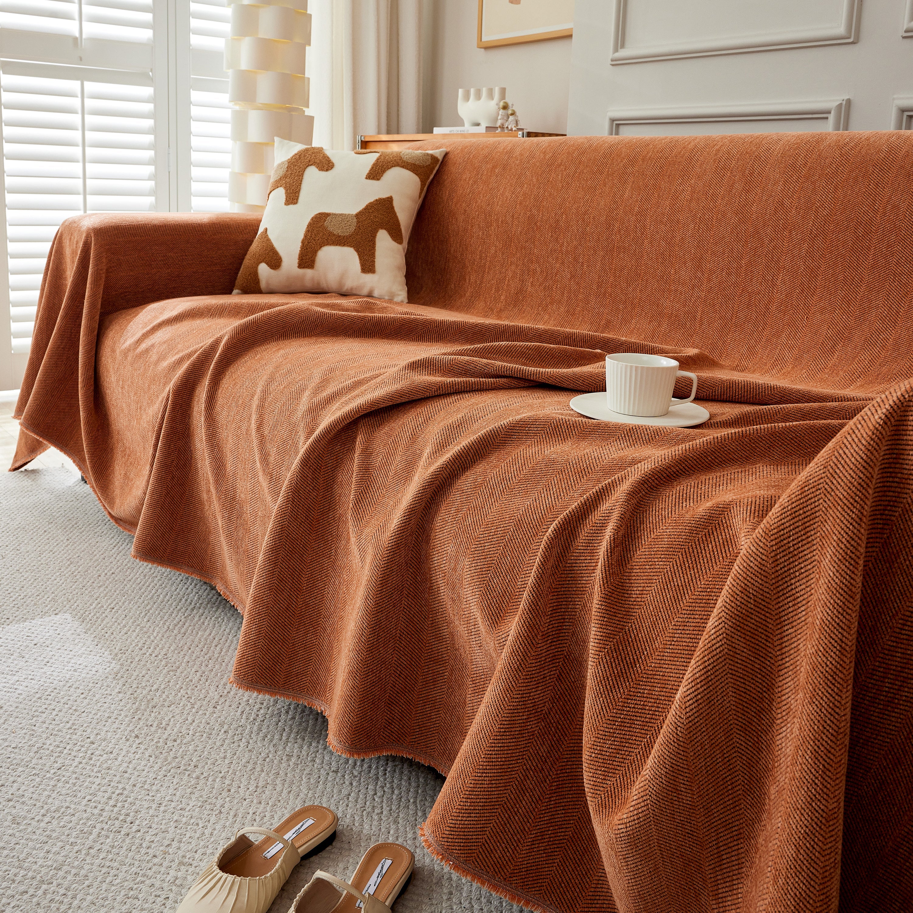 Herringbone Oversized Chenille Couch Throw Cover Sofa Slipcovers Couch Covers for Sectional Couches - Image 18
