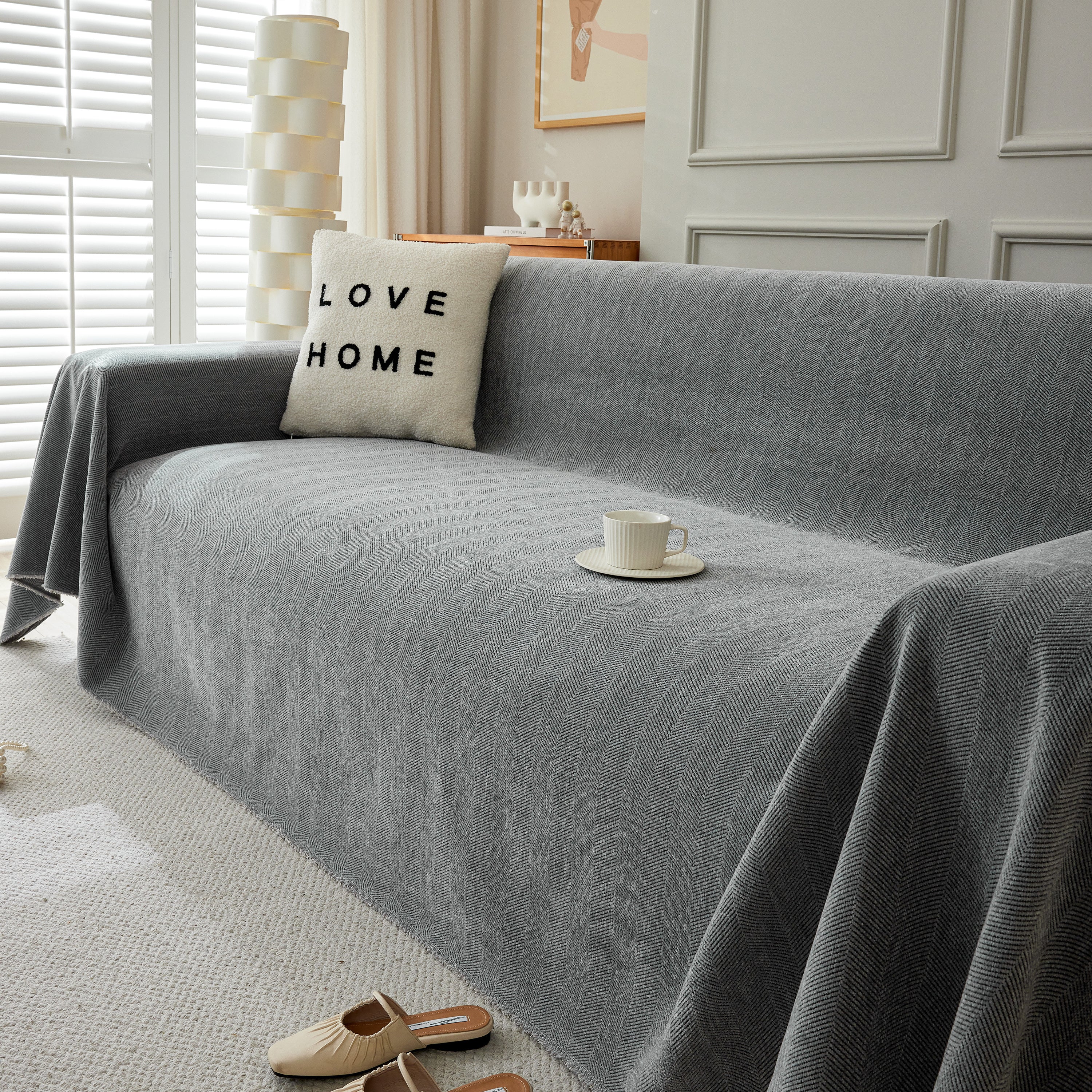 Herringbone Oversized Chenille Couch Throw Cover Sofa Slipcovers Couch Covers for Sectional Couches - Image 181