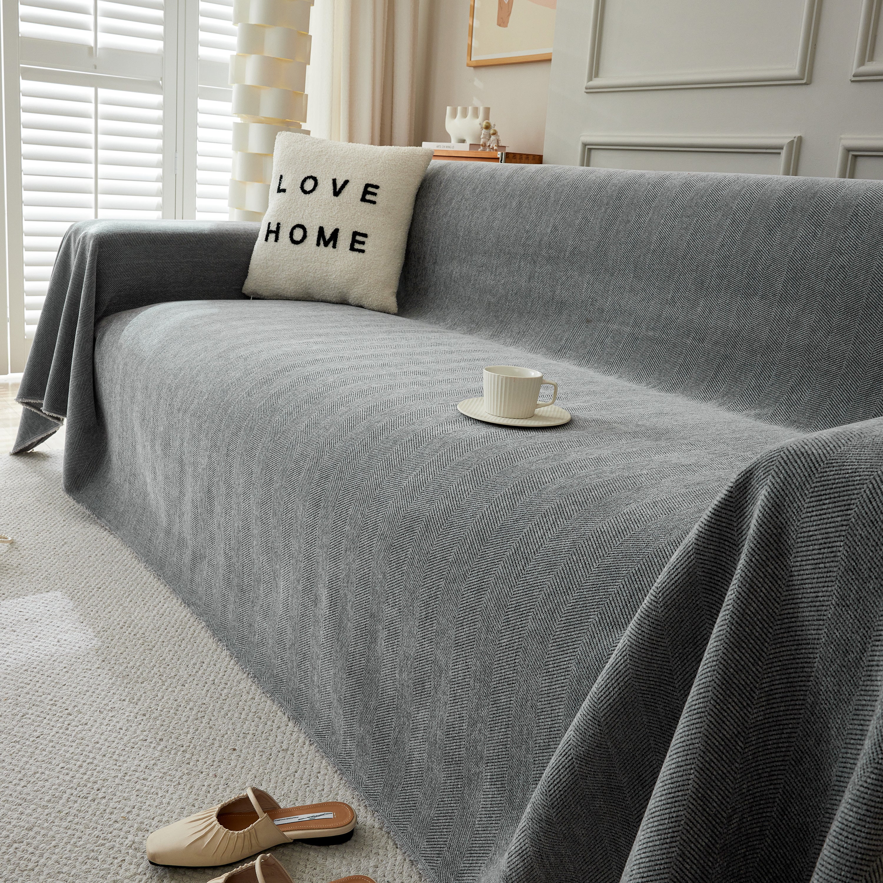 Herringbone Oversized Chenille Couch Throw Cover Sofa Slipcovers Couch Covers for Sectional Couches - Image 182