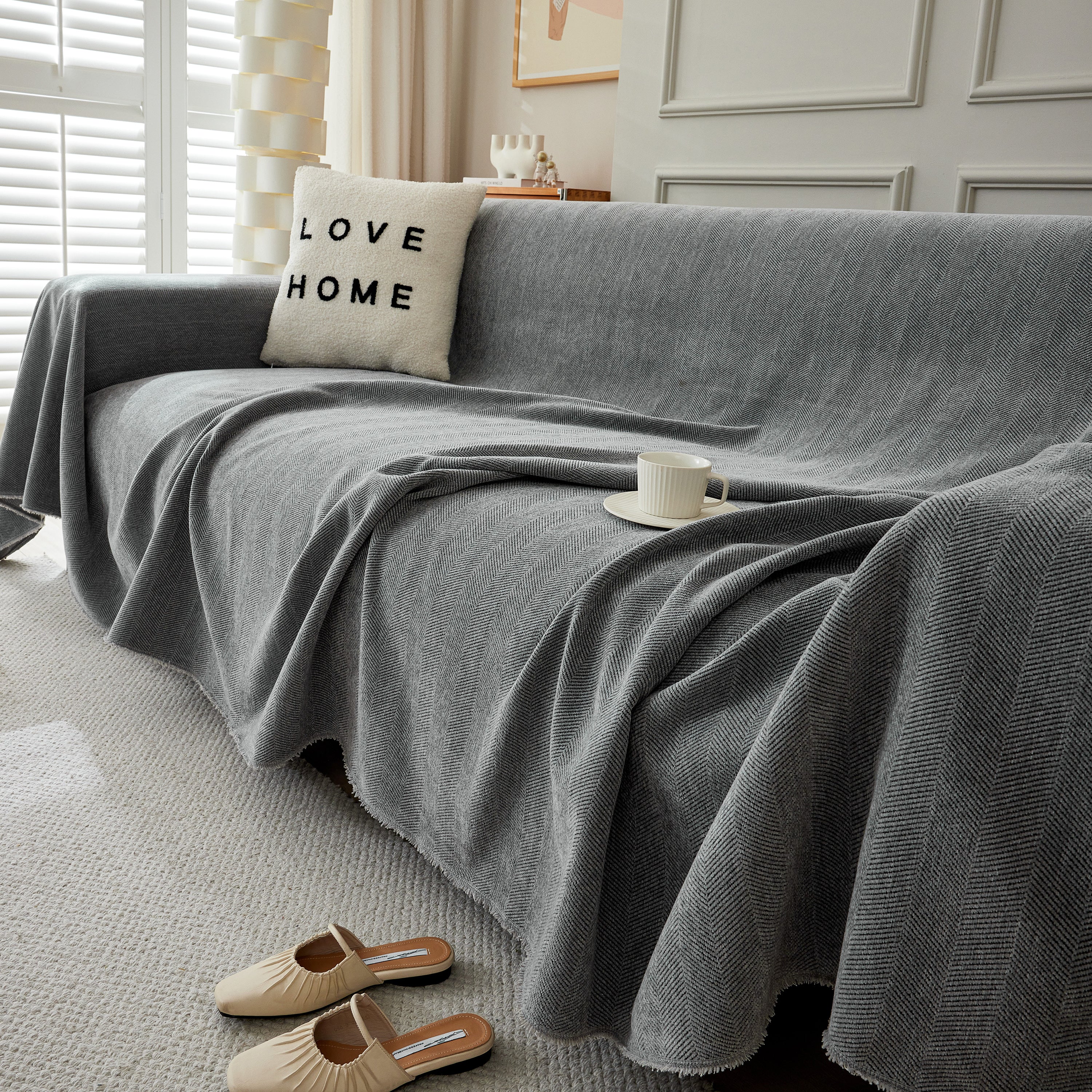 Herringbone Oversized Chenille Couch Throw Cover Sofa Slipcovers Couch Covers for Sectional Couches - Image 183