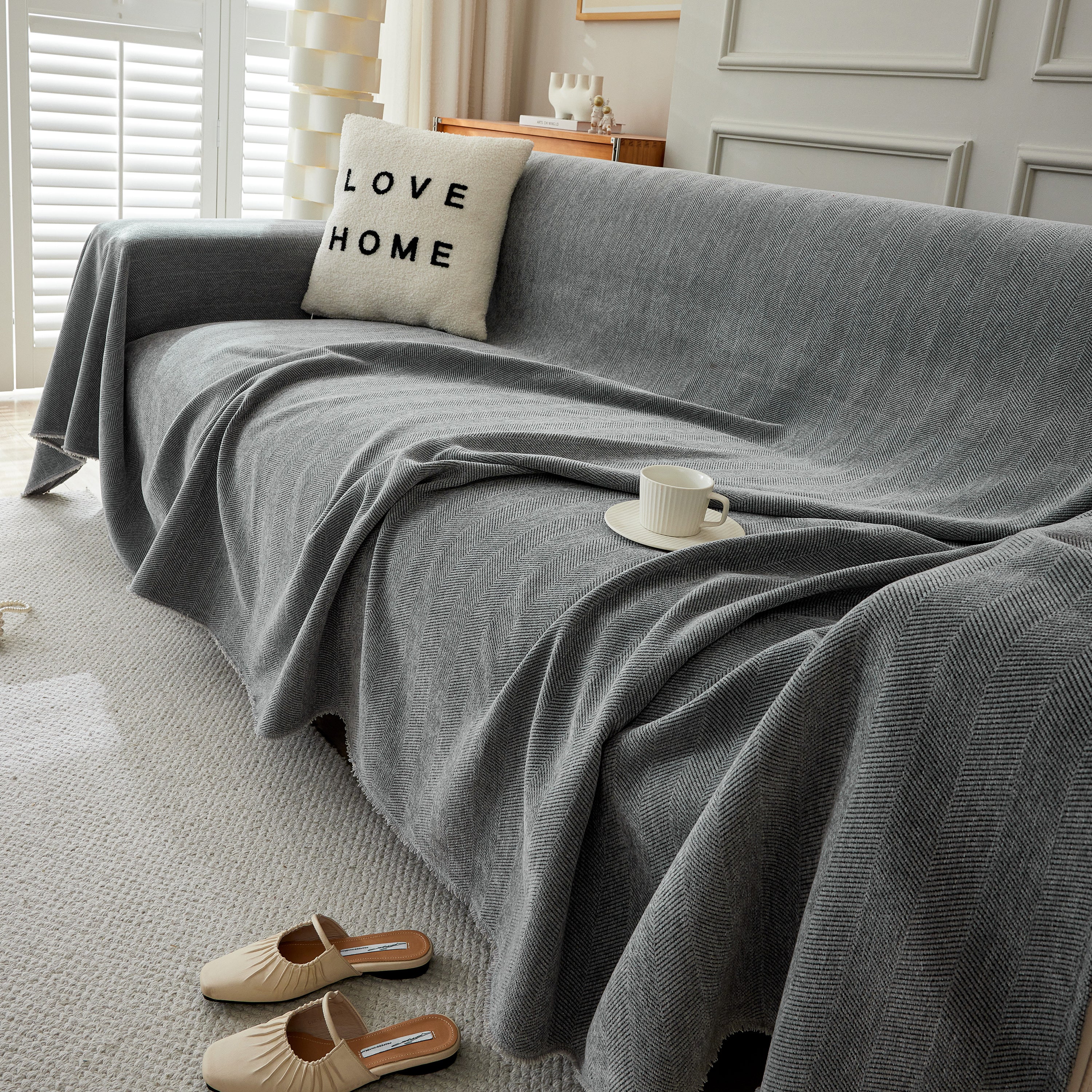 Herringbone Oversized Chenille Couch Throw Cover Sofa Slipcovers Couch Covers for Sectional Couches - Image 185