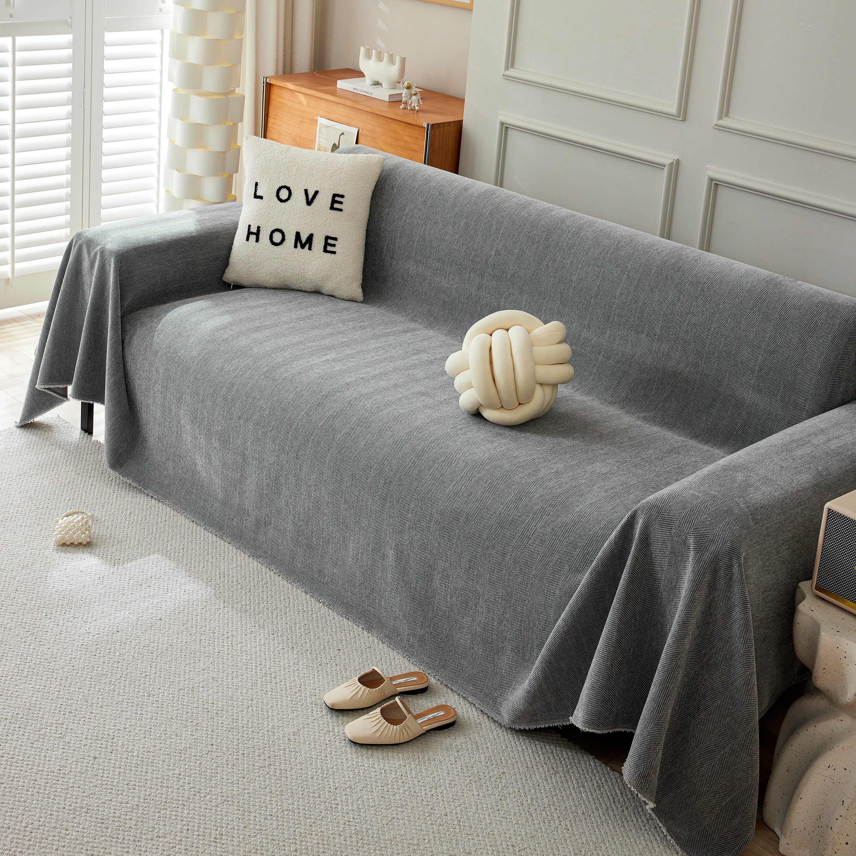 Herringbone Oversized Chenille Couch Throw Cover Sofa Slipcovers Couch Covers for Sectional Couches - Image 186