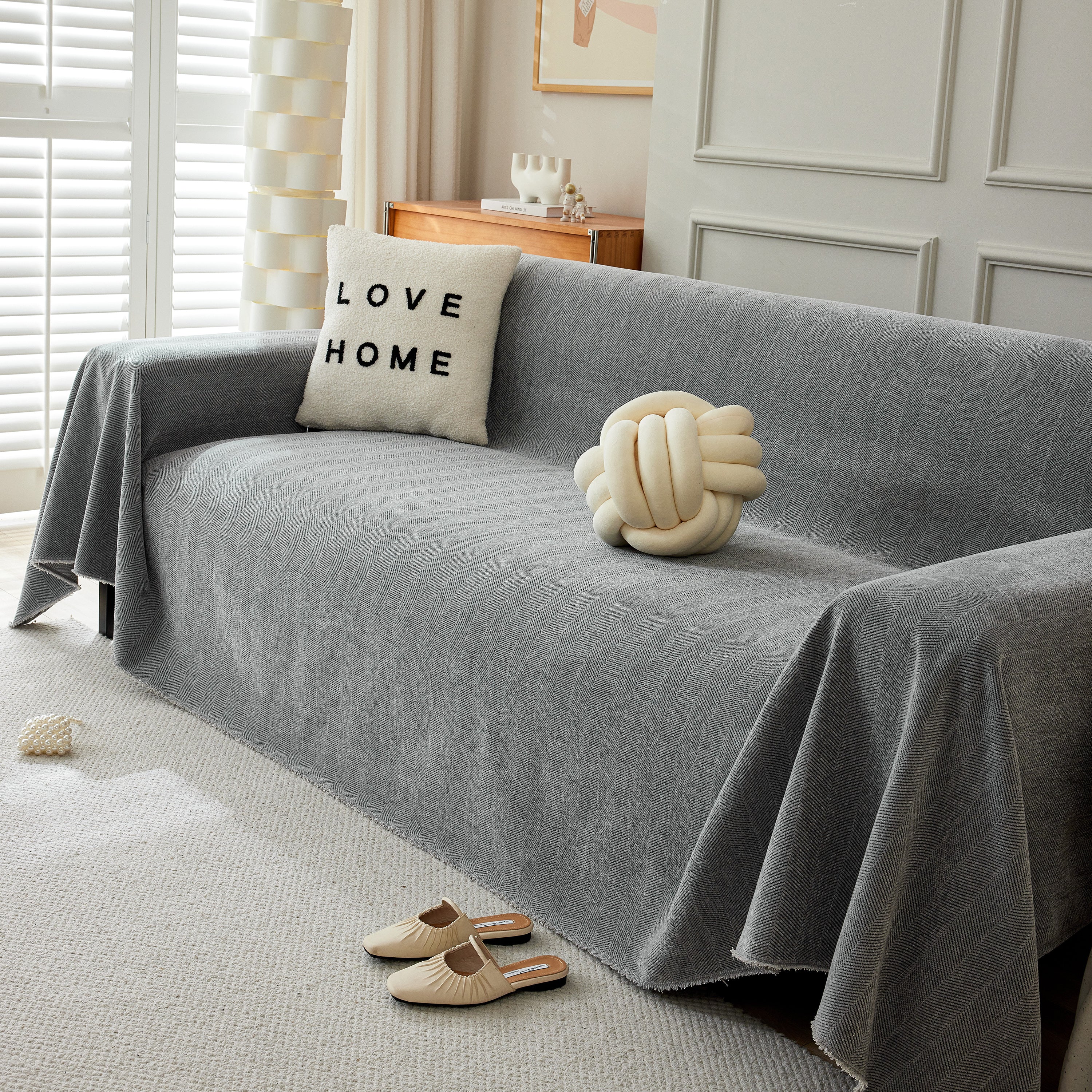 Herringbone Oversized Chenille Couch Throw Cover Sofa Slipcovers Couch Covers for Sectional Couches - Image 187