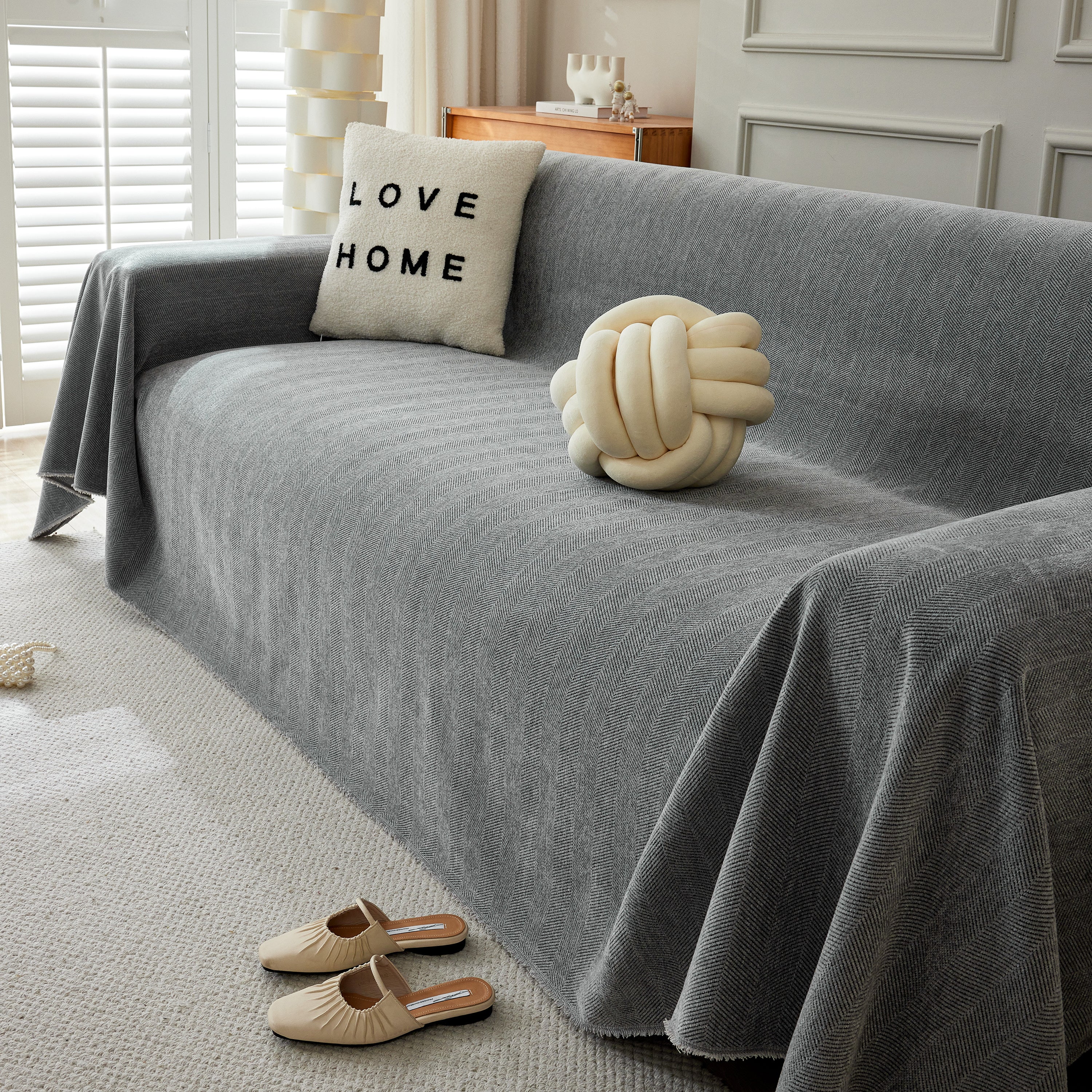 Herringbone Oversized Chenille Couch Throw Cover Sofa Slipcovers Couch Covers for Sectional Couches - Image 188